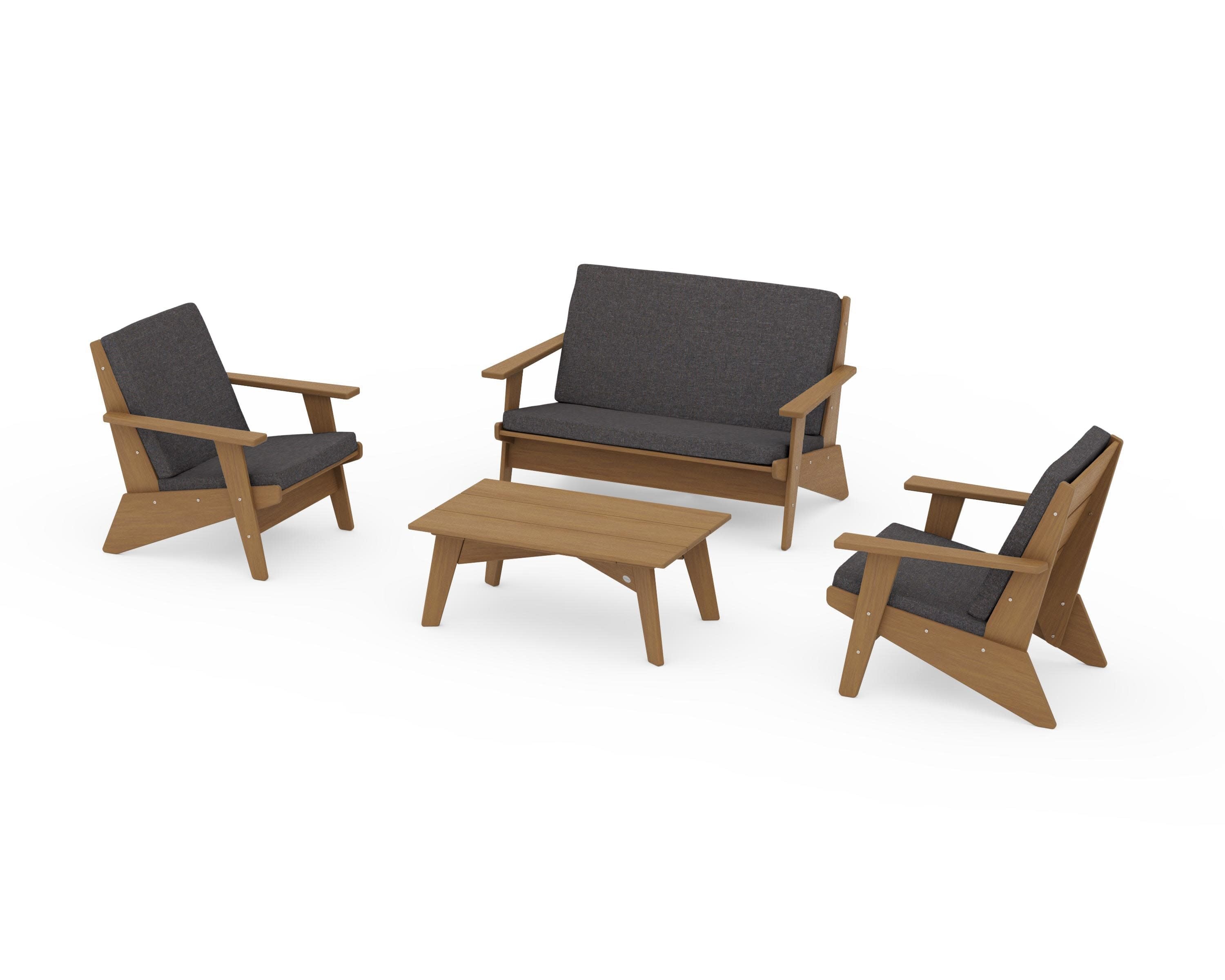 Riviera Modern Lounge 4-Piece Set in Natural / Ash Charcoal