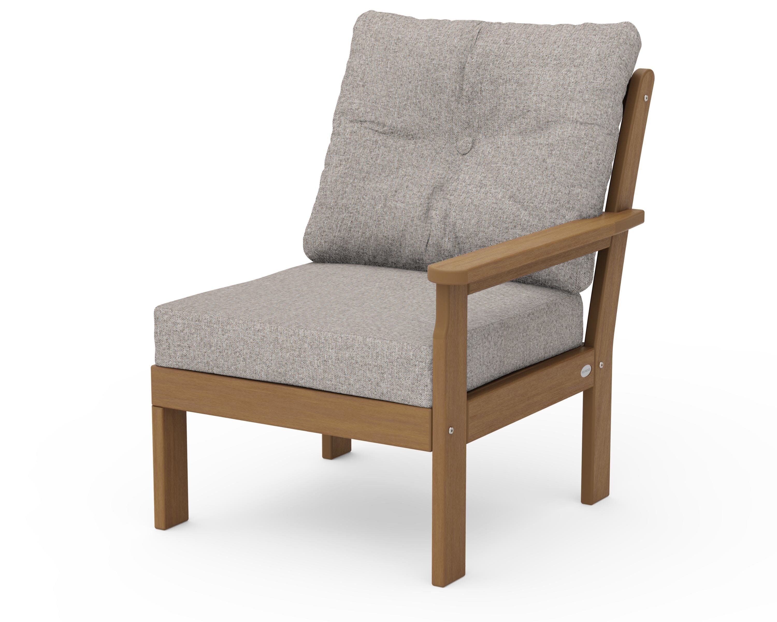 Vineyard Modular Right Arm Chair in Natural / Weathered Tweed