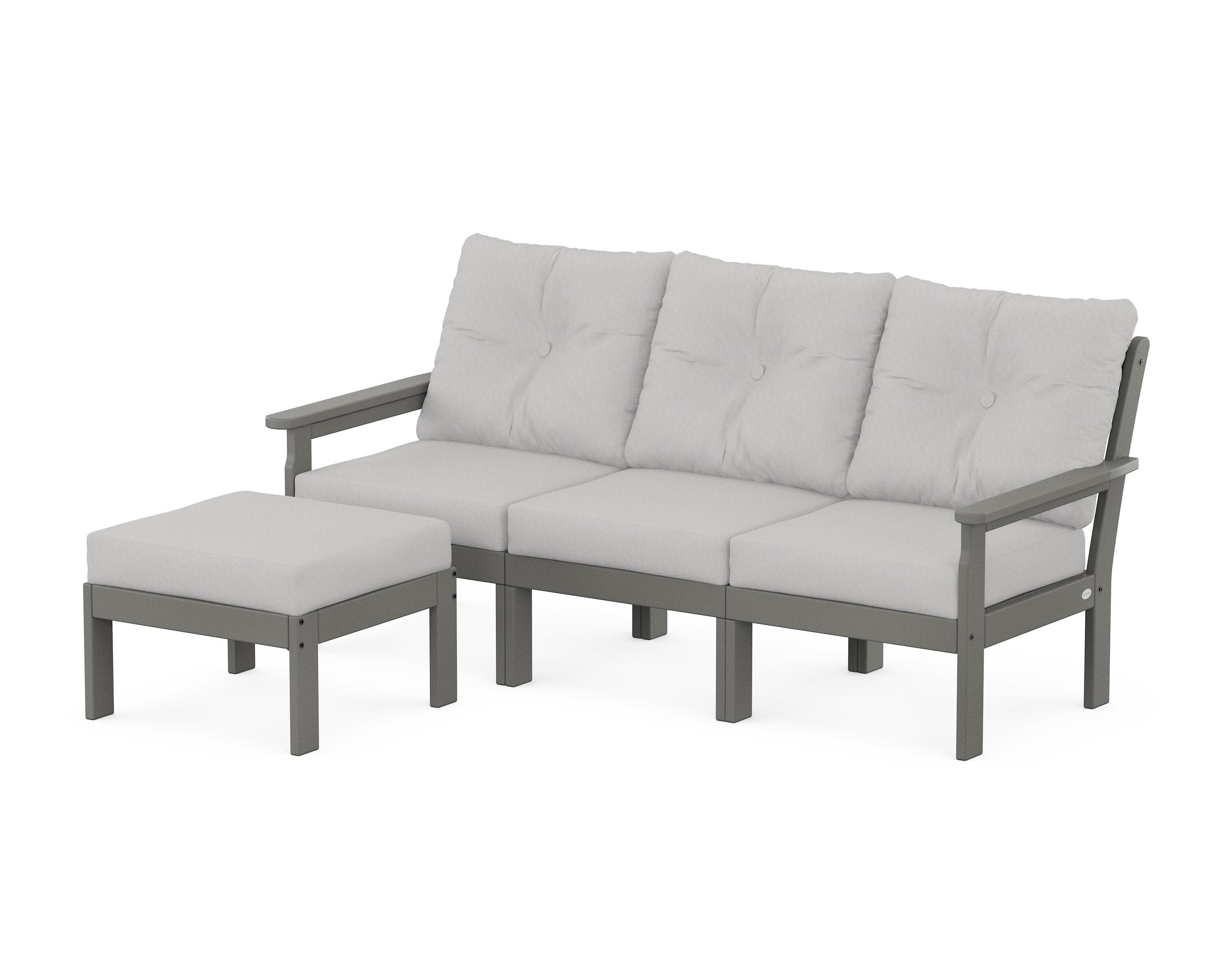 Vineyard 4-Piece Sectional with Ottoman in Slate Grey / Diamond in the Rough