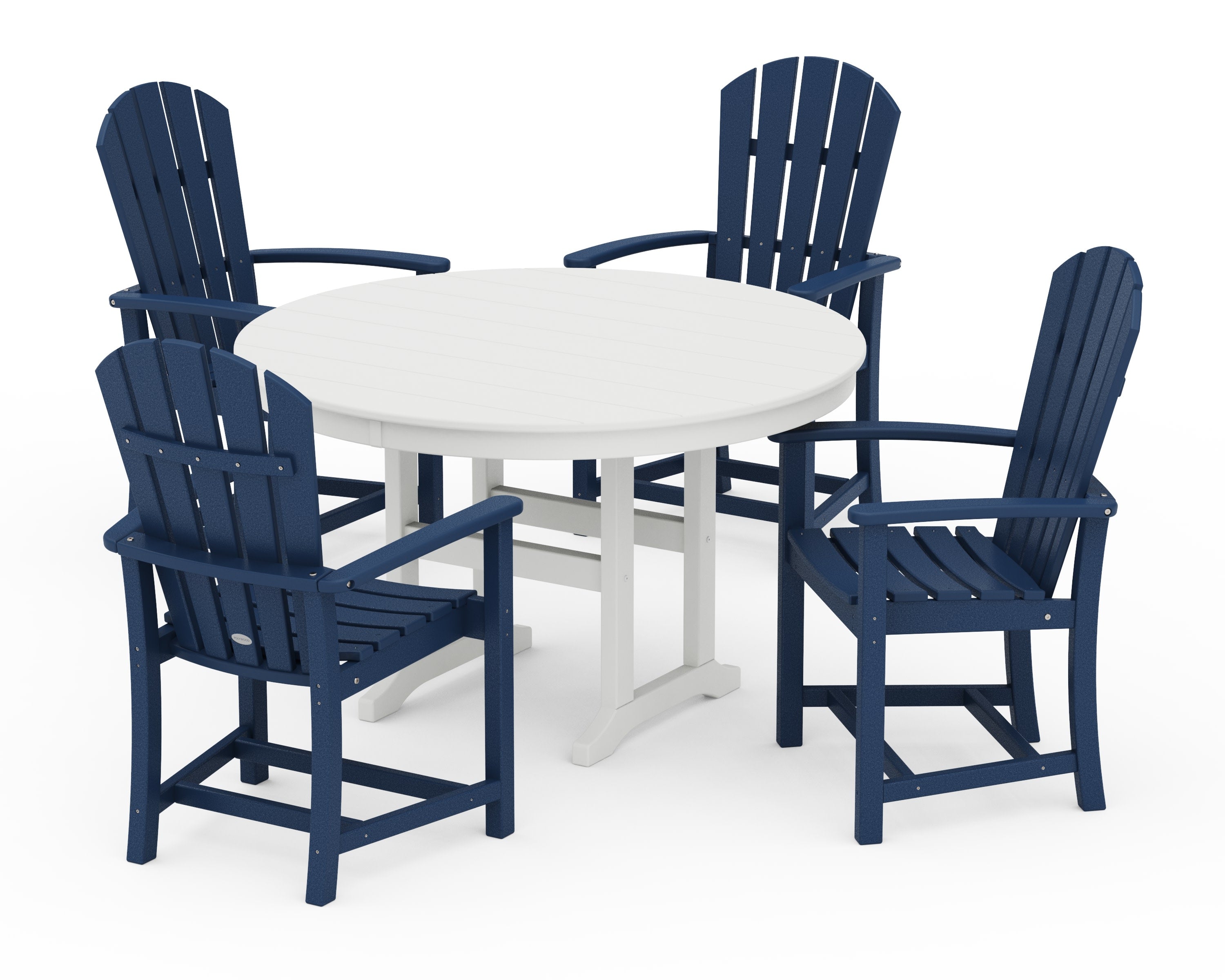 Palm Coast 5-Piece Round Farmhouse Dining Set in Navy / White