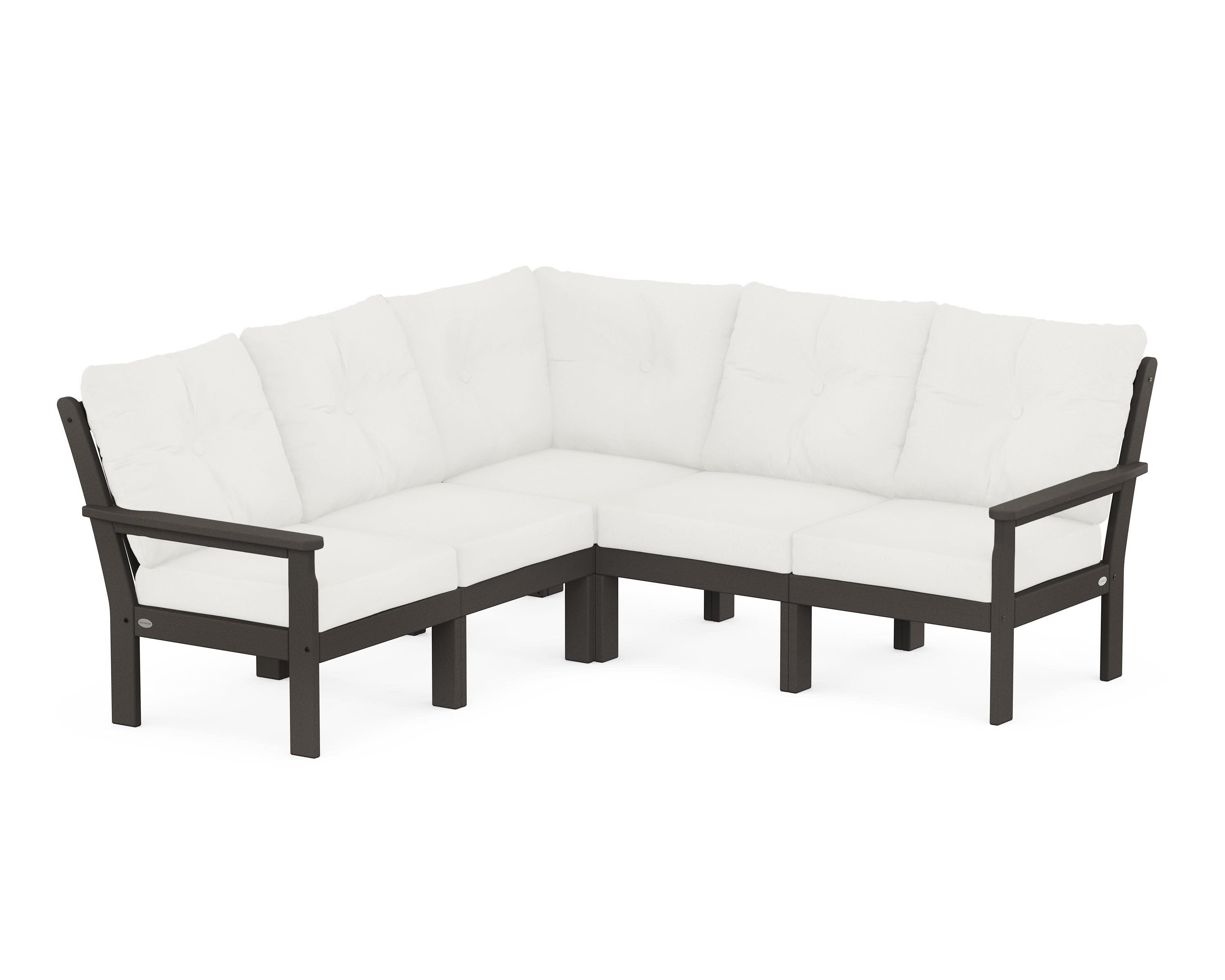 Vineyard 5-Piece Sectional in Vintage Coffee / Natural Linen