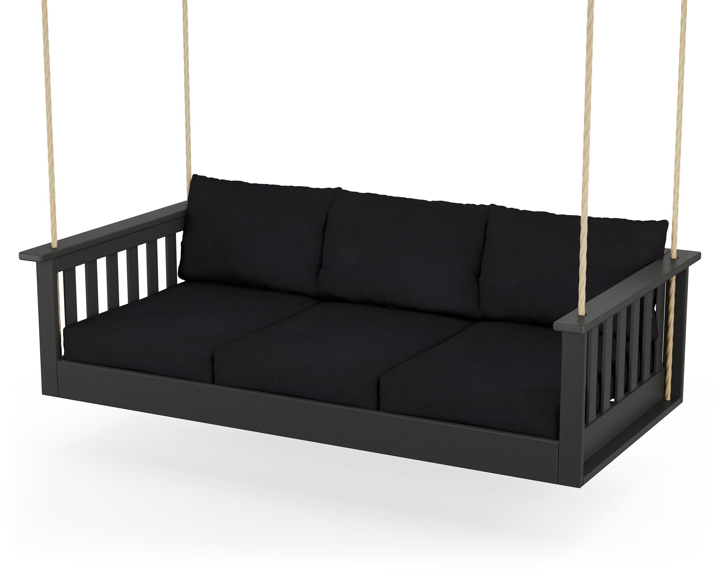 Vineyard Daybed Swing in Black / Midnight Linen