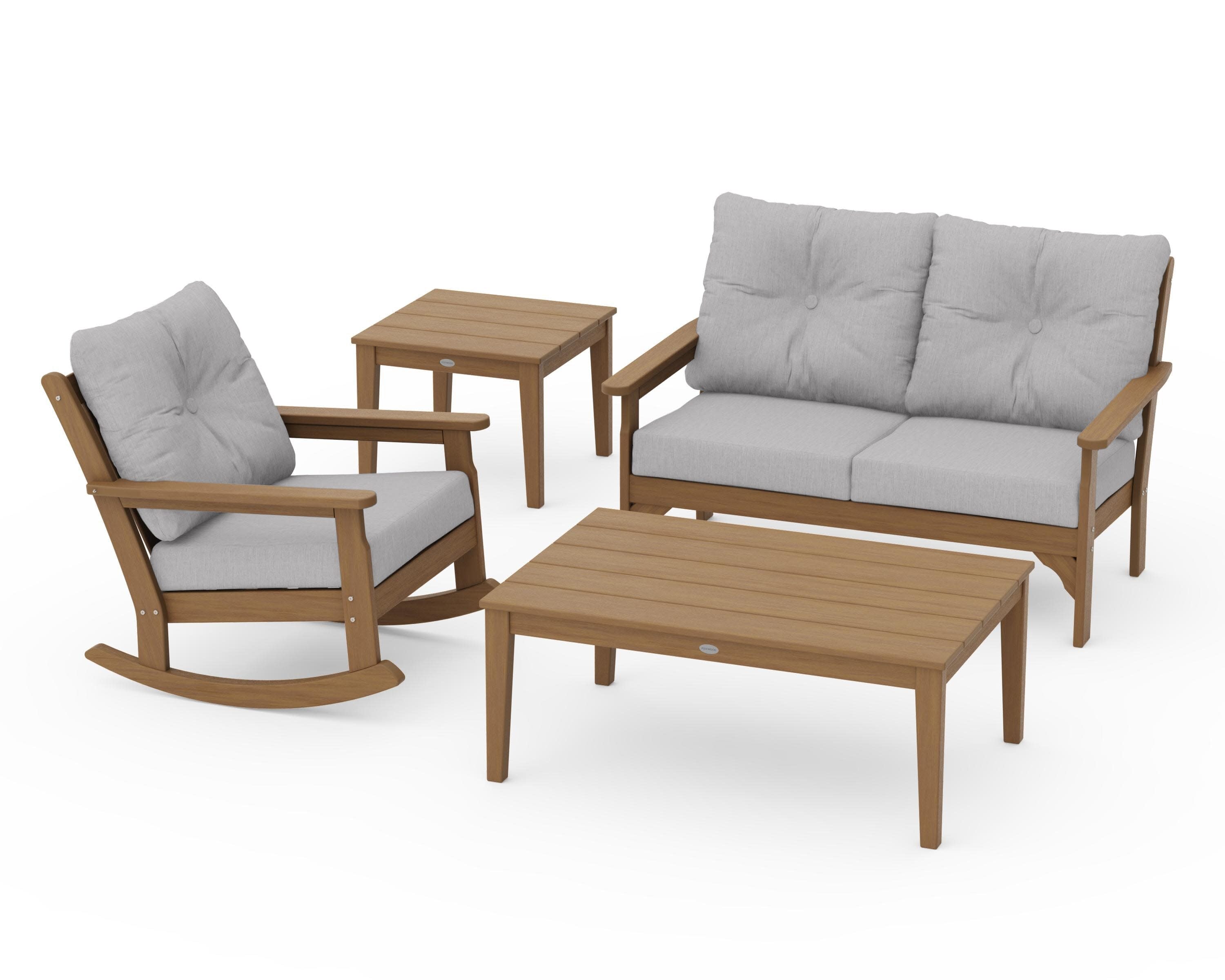 Vineyard 4-Piece Deep Seating Rocker Set in Natural / Granite