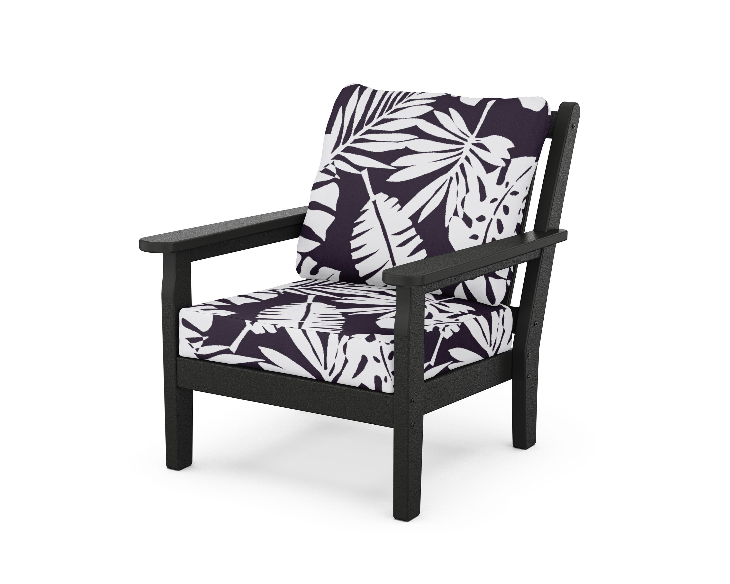 Chippendale Deep Seating Chair in Black / Leaf Navy