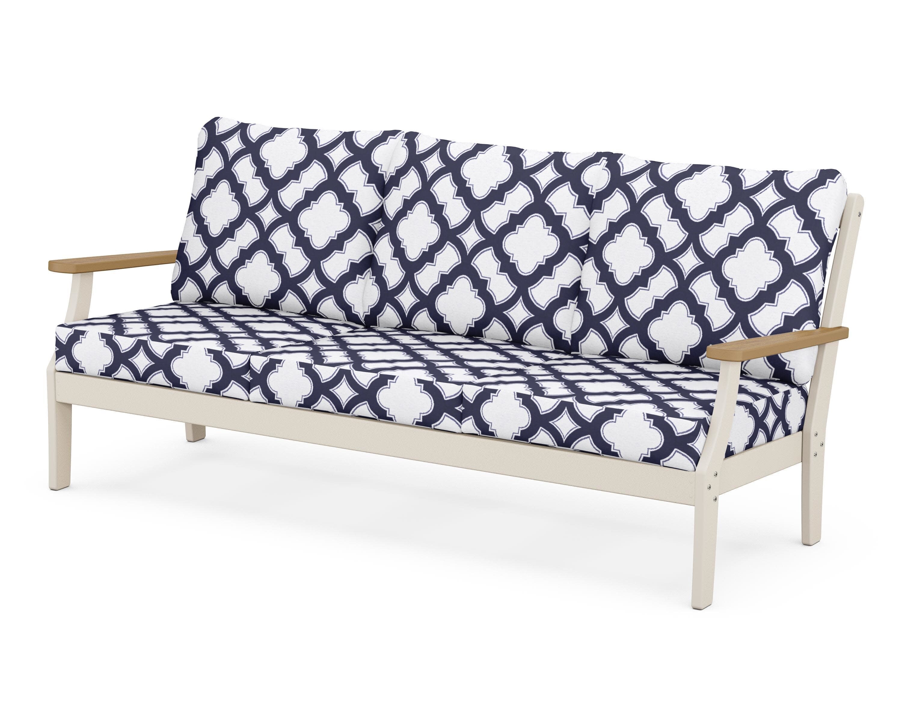 Braxton Deep Seating Sofa in Sand / Natural / Trellis Navy