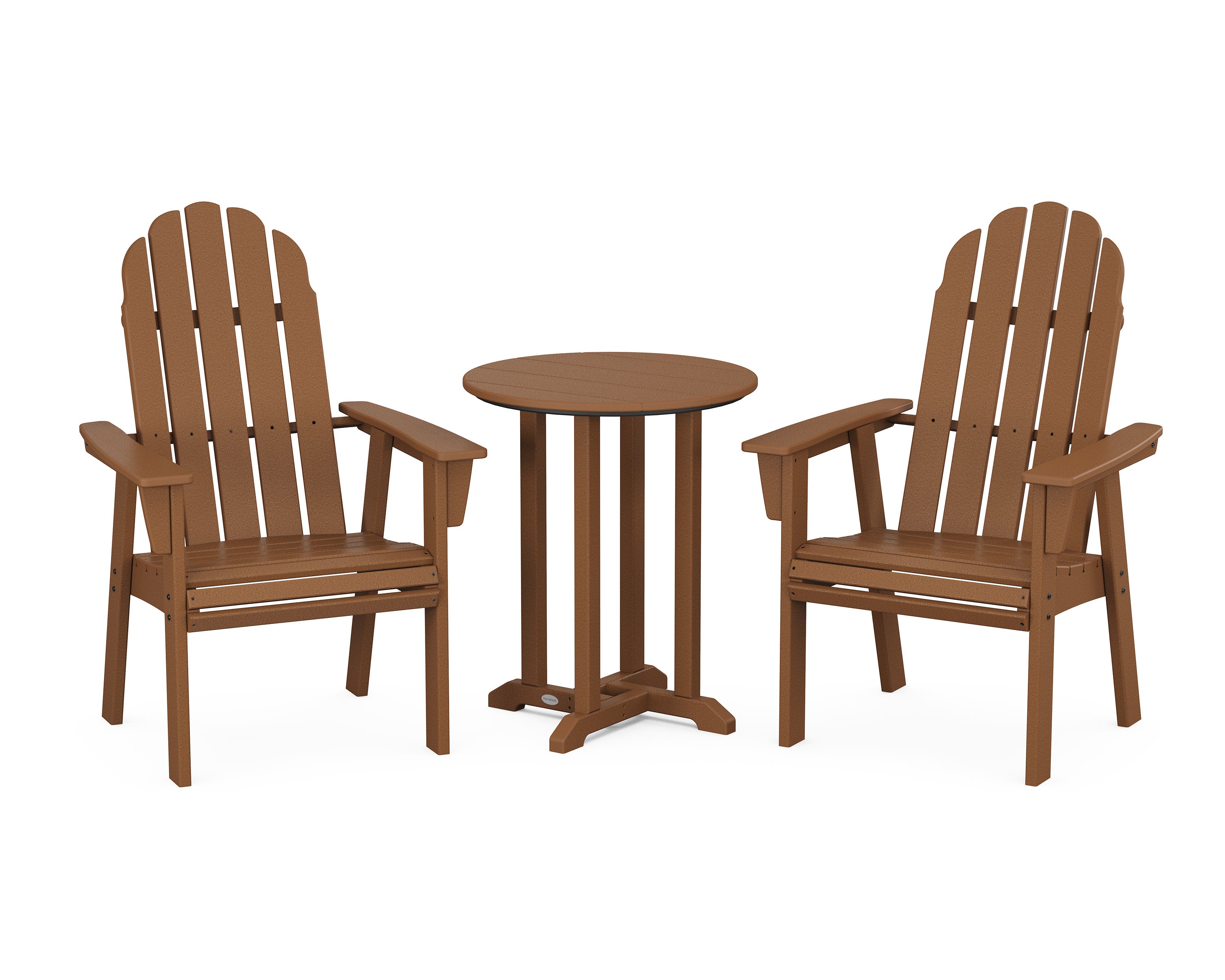 Vineyard Adirondack 3-Piece Round Bistro Dining Set in Teak