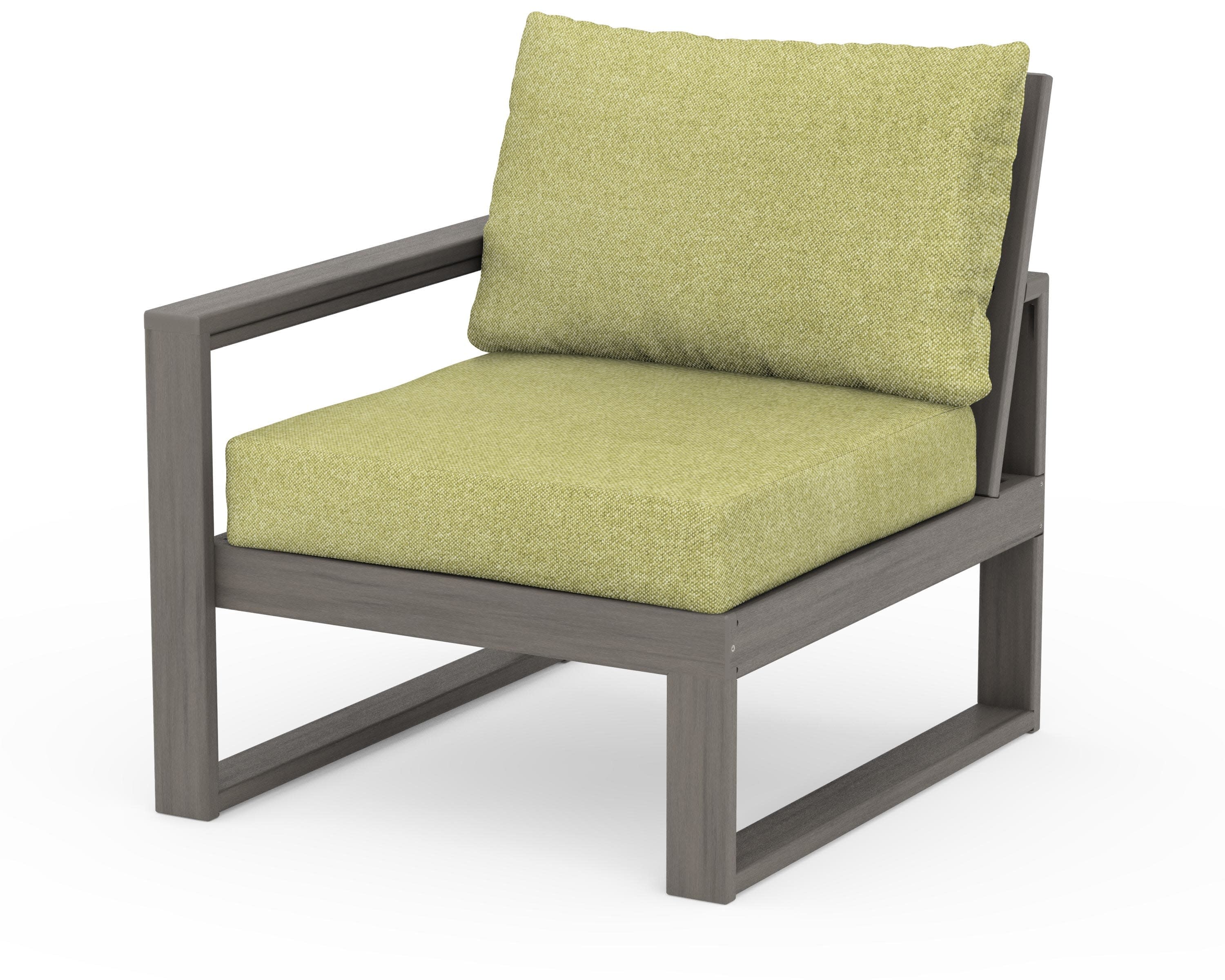 EDGE Modular Left Arm Chair in Driftwood / Chartreuse Boucle