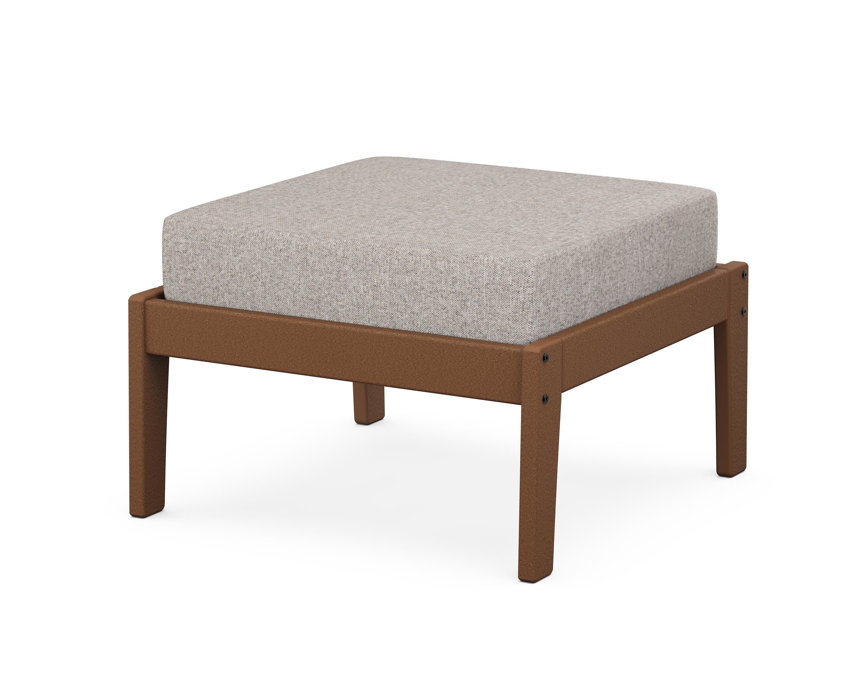 Deep Seating Ottoman in Teak / Weathered Tweed