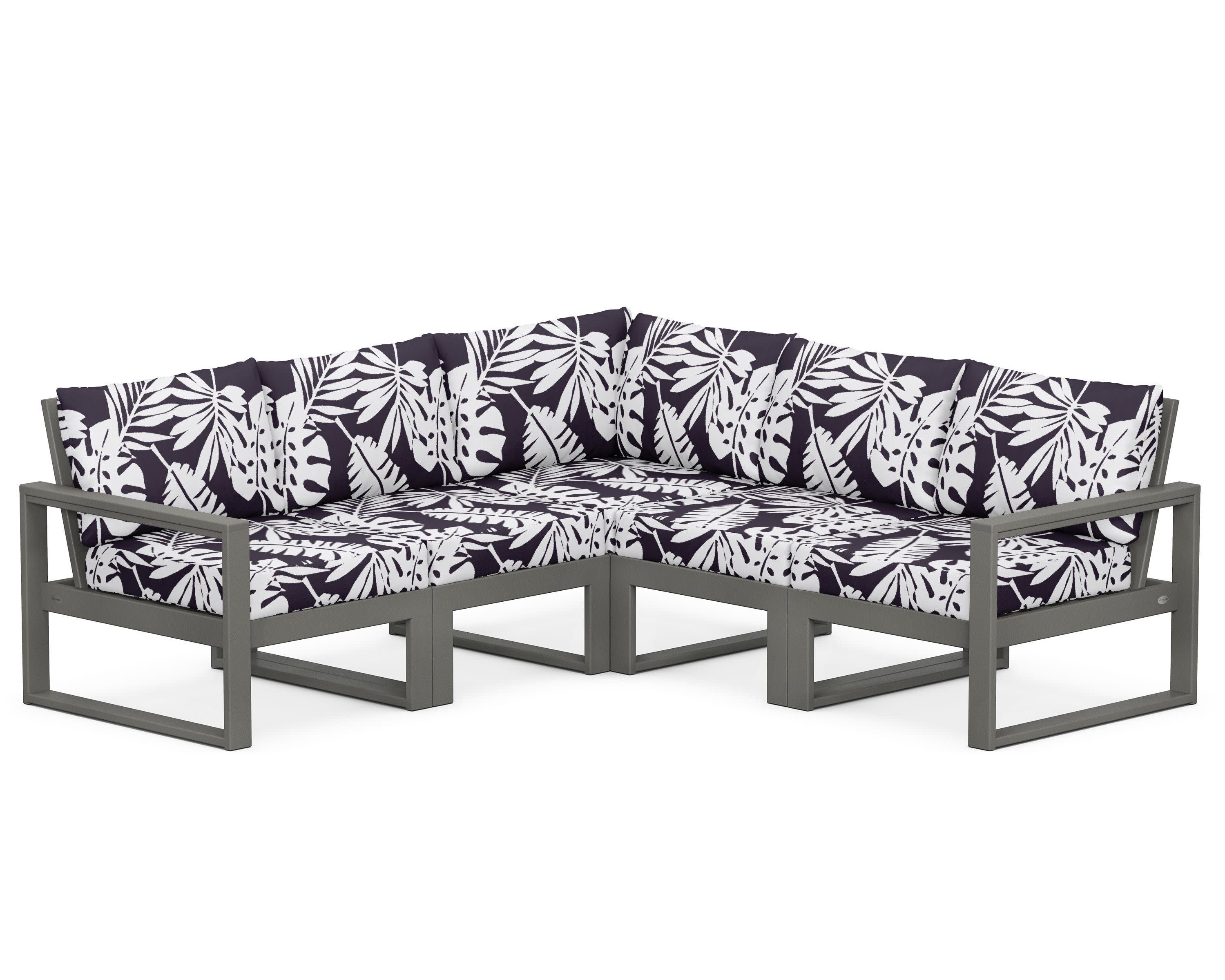 EDGE 5-Piece Modular Deep Seating Set in Slate Grey / Leaf Navy