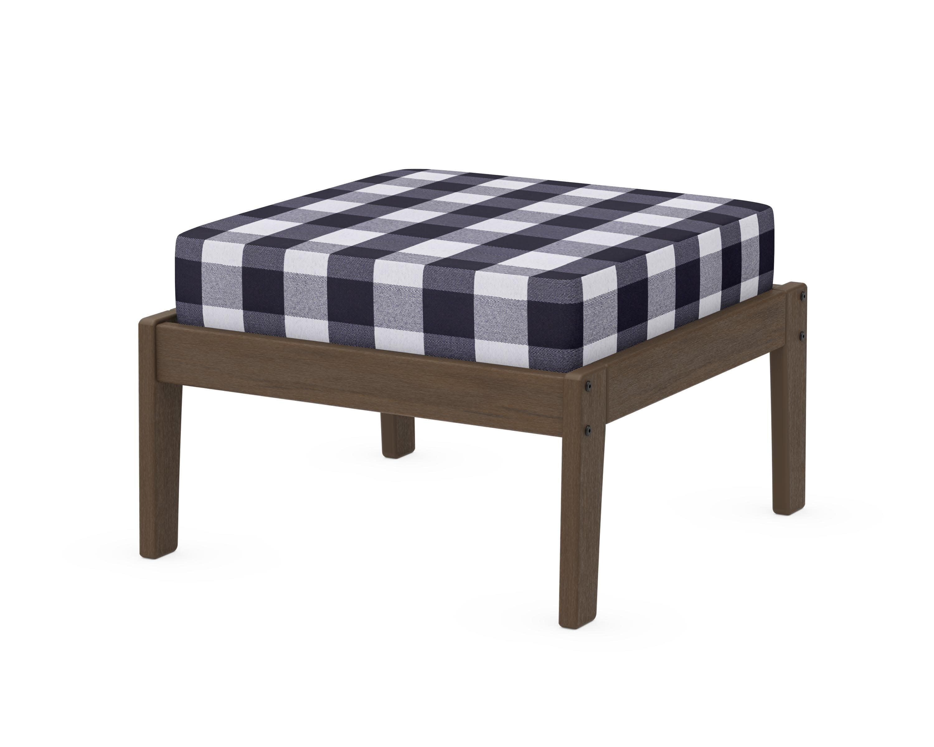 Deep Seating Ottoman in Kona / Buffalo Plaid Navy