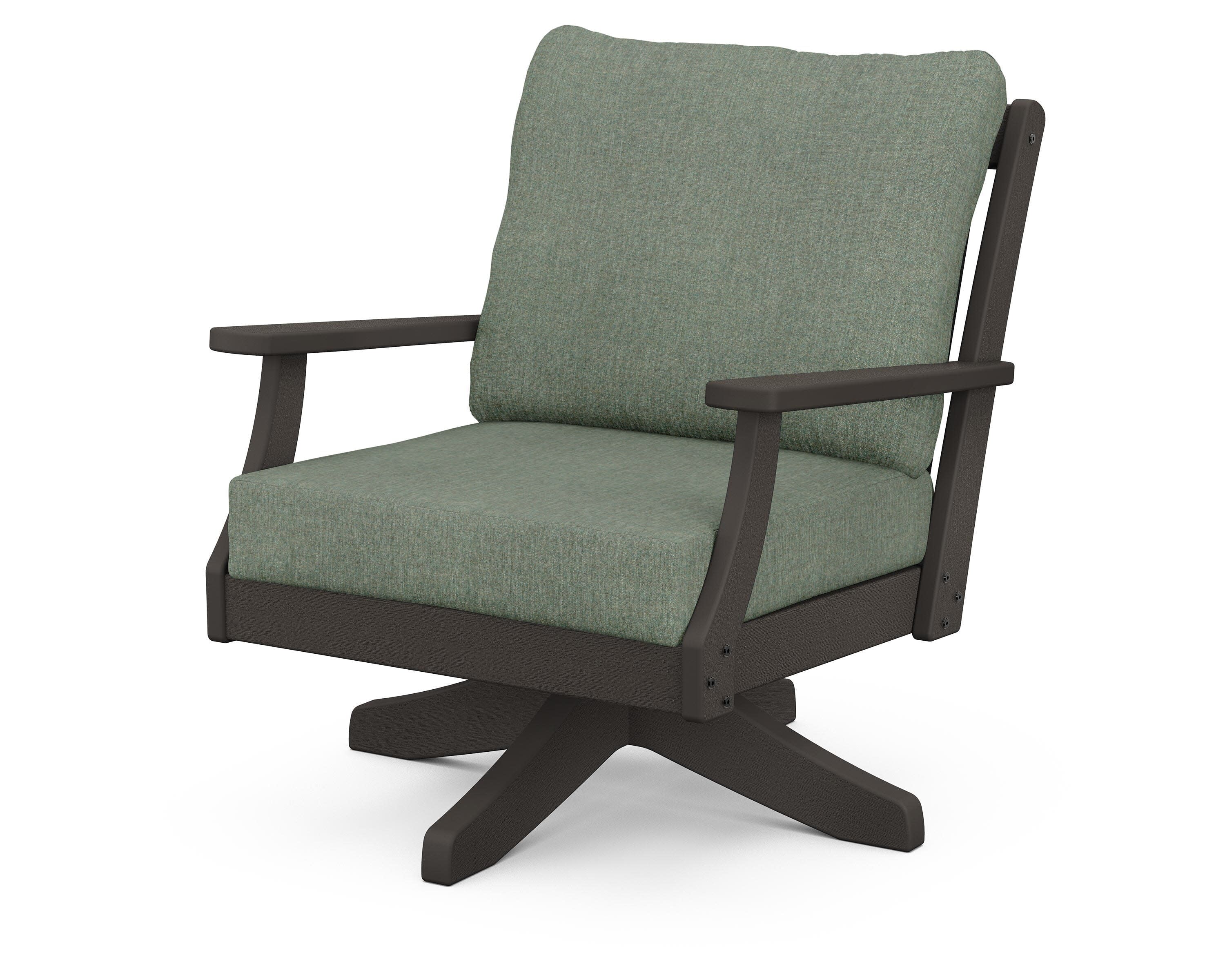 Braxton Deep Seating Swivel Chair in Vintage Coffee / Cast Sage