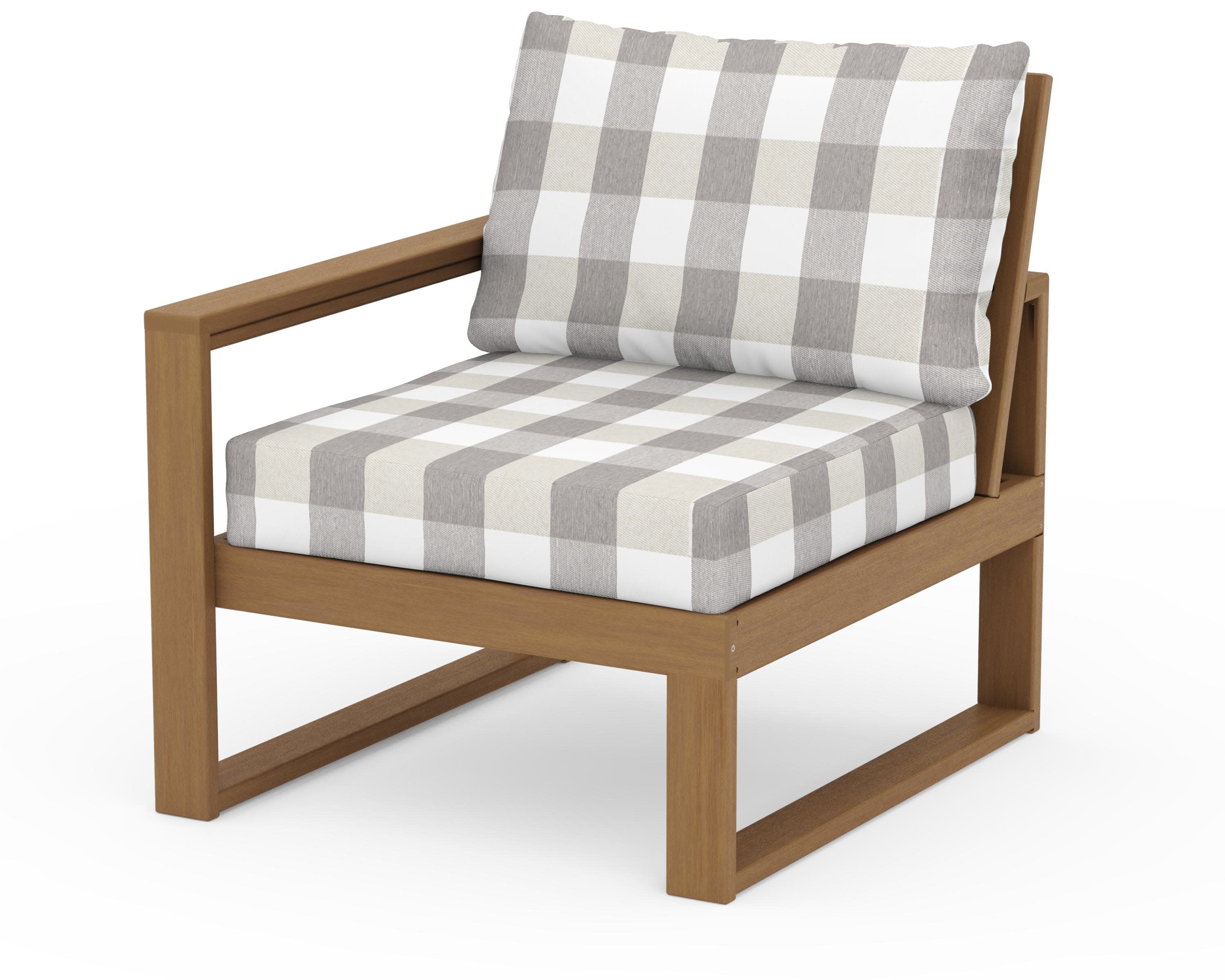 EDGE Modular Left Arm Chair in Natural / Buffalo Plaid Grey Mist