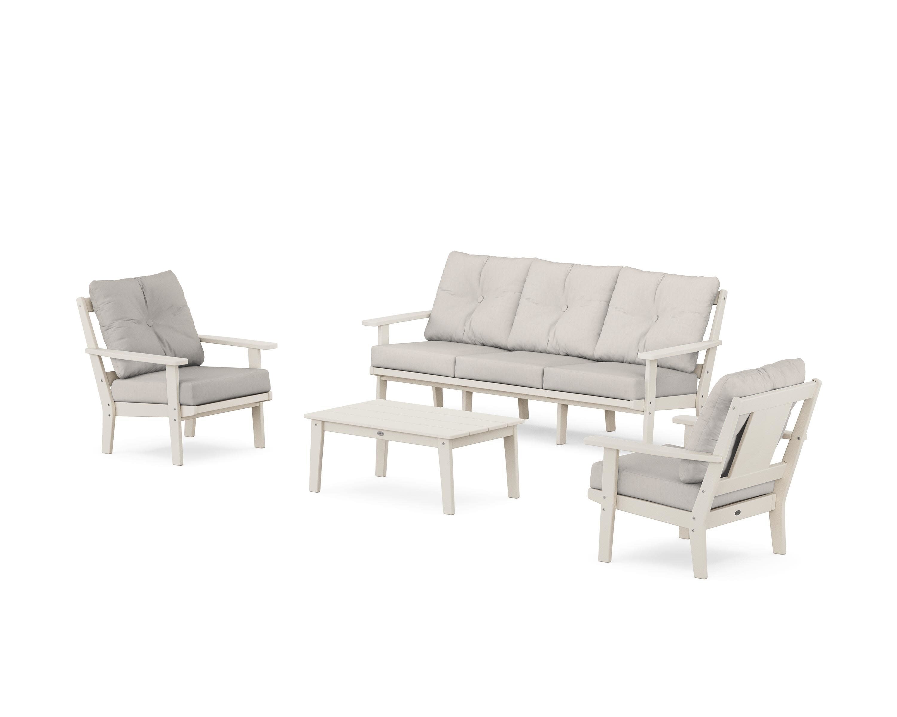 Prairie 4-Piece Deep Seating Set with Sofa in Sand / Cast Ash