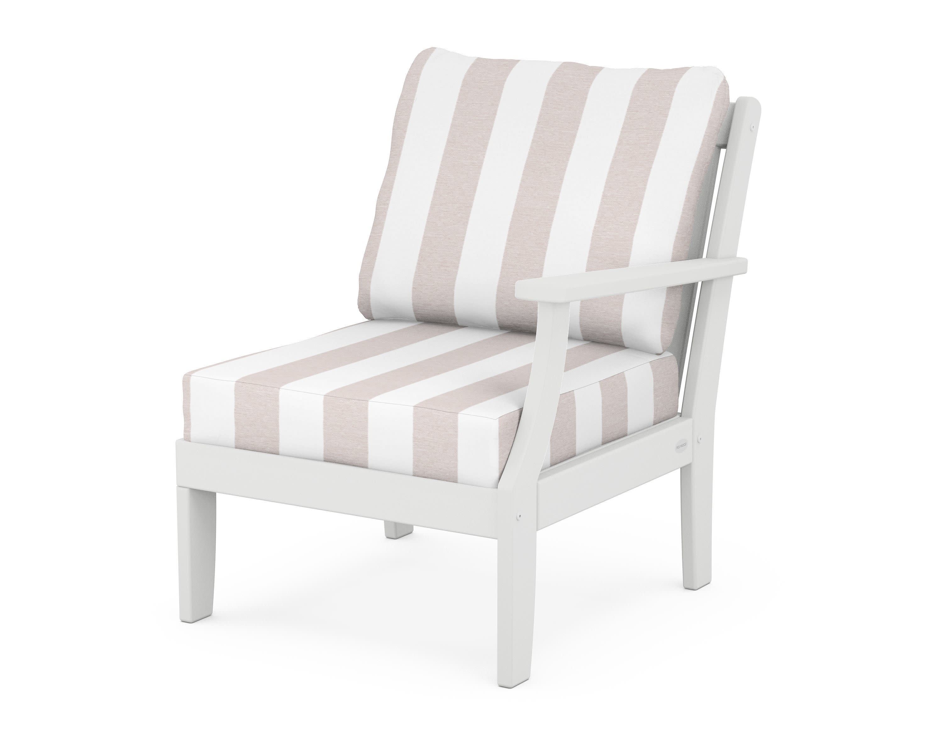 Braxton Modular Right Arm Chair in White / Cabana Stripe Dune Burlap