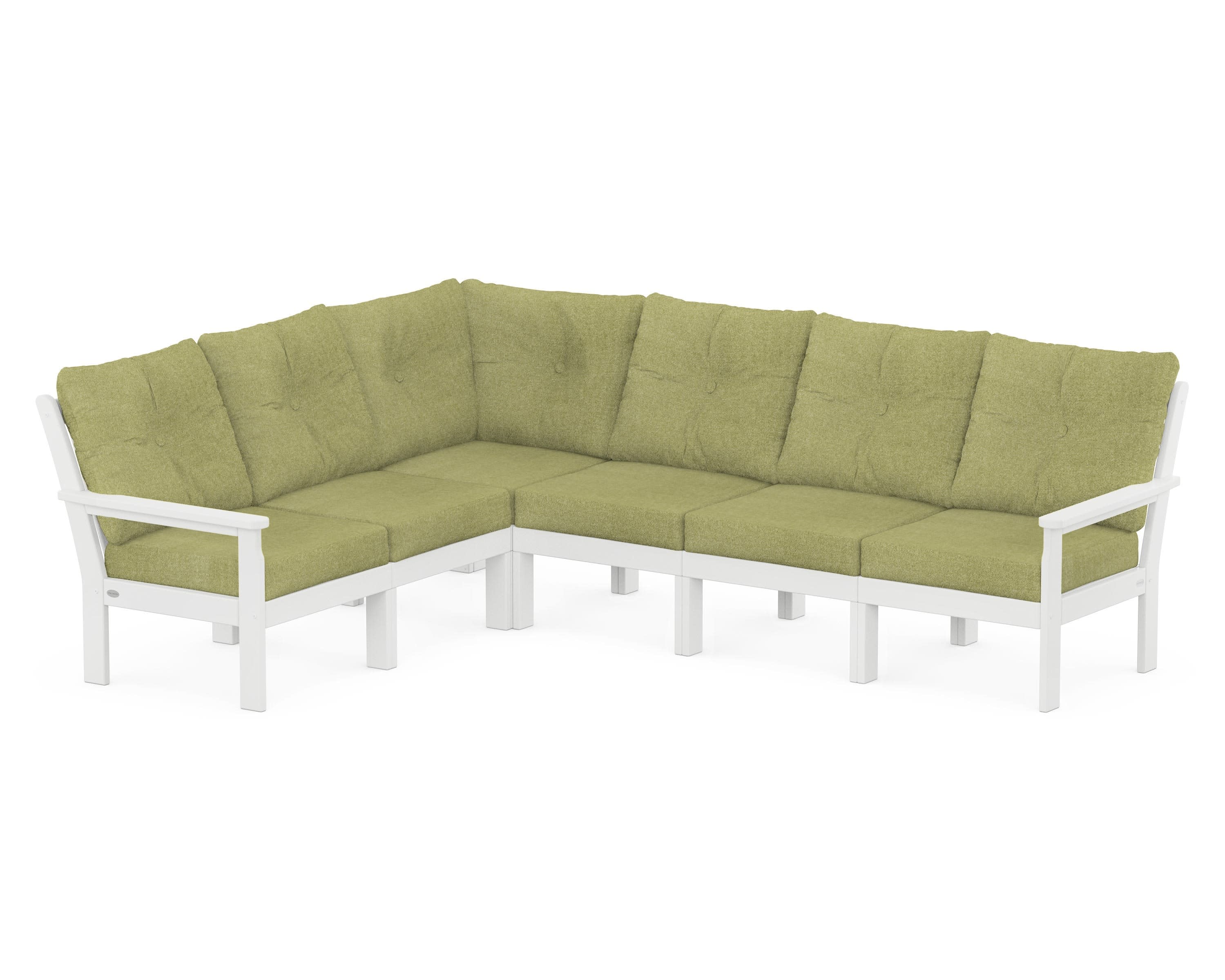 Vineyard 6-Piece Sectional in White / Chartreuse Boucle