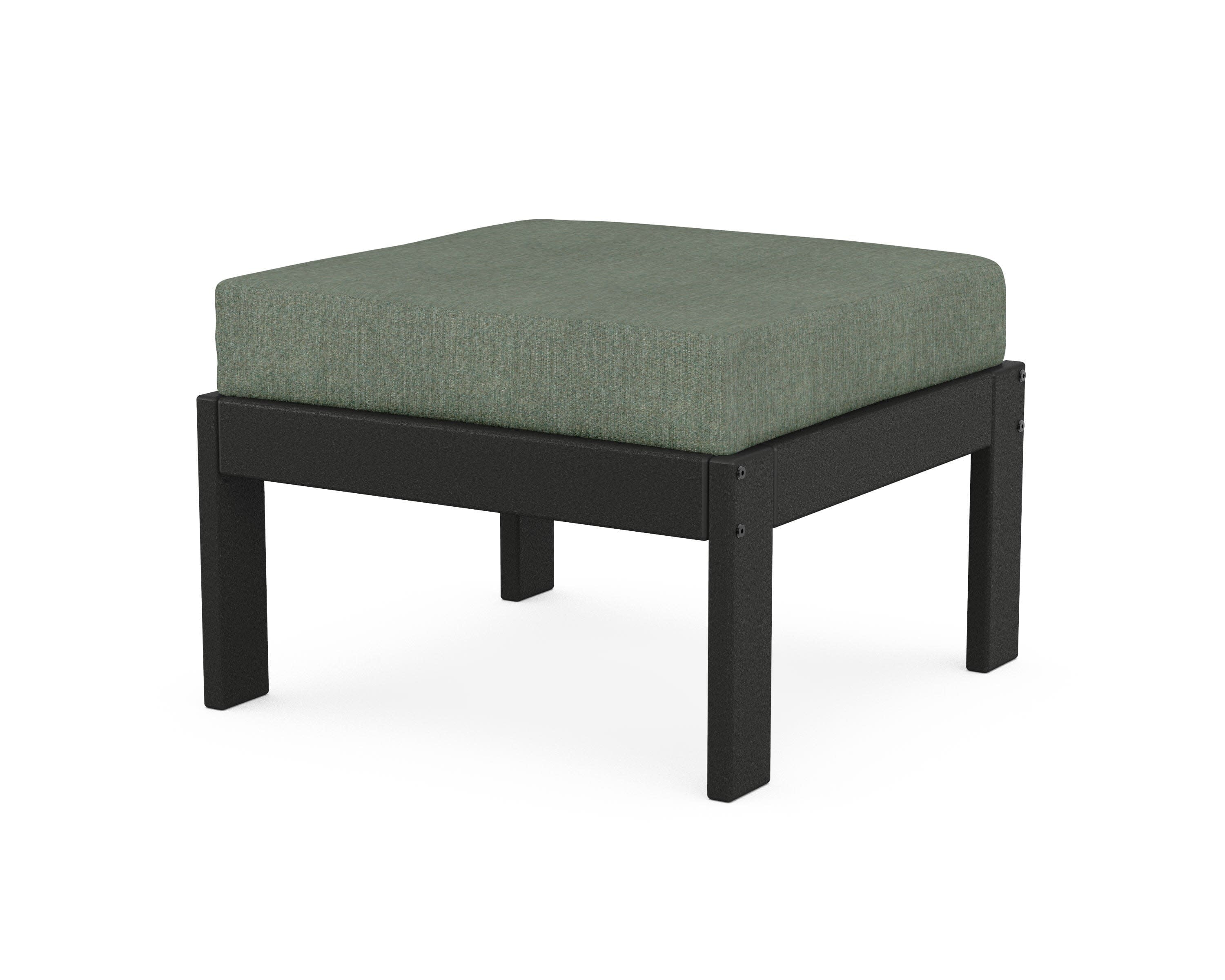 Vineyard Modular Ottoman in Black / Cast Sage