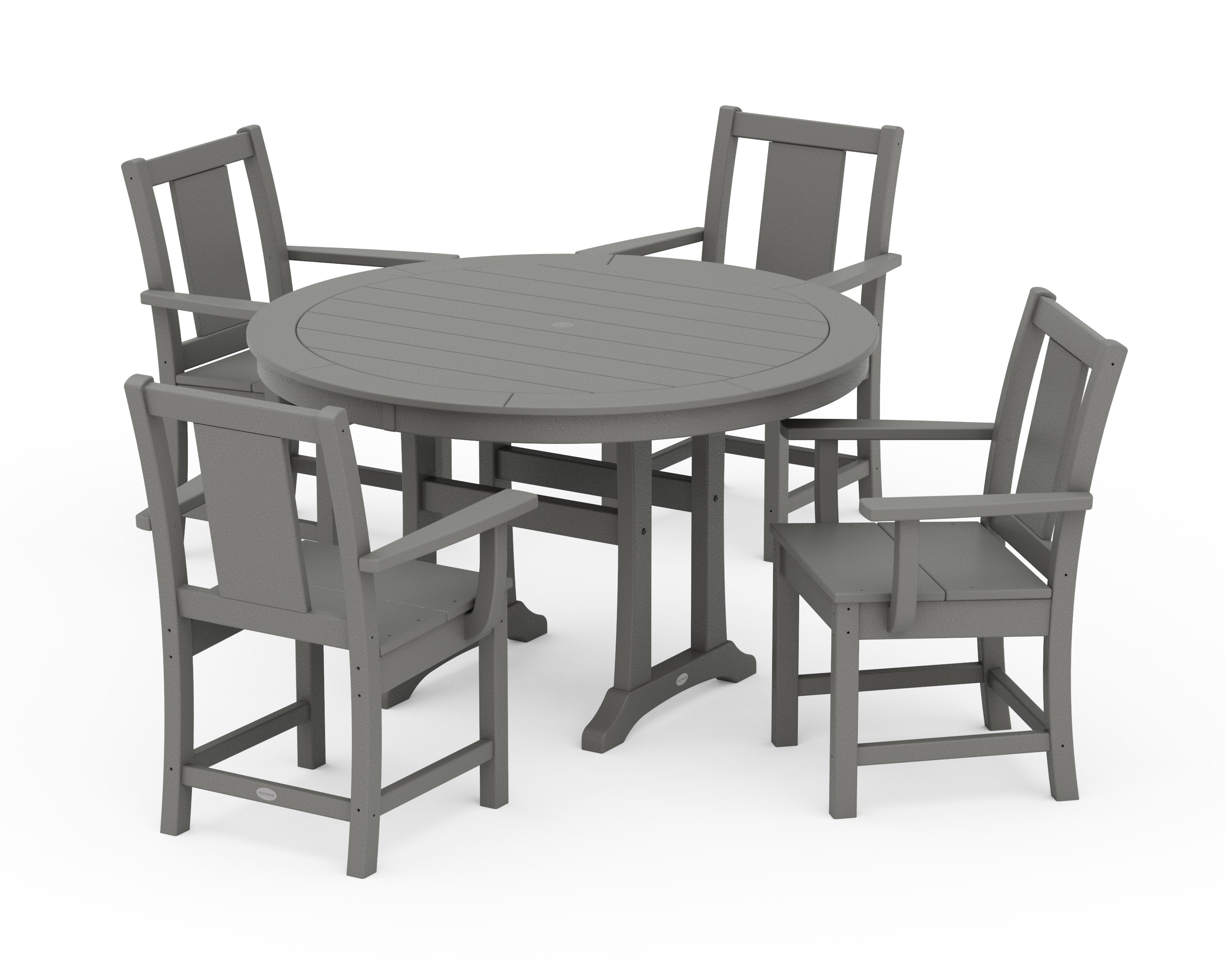 Prairie 5-Piece Round Dining Set with Trestle Legs in Slate Grey