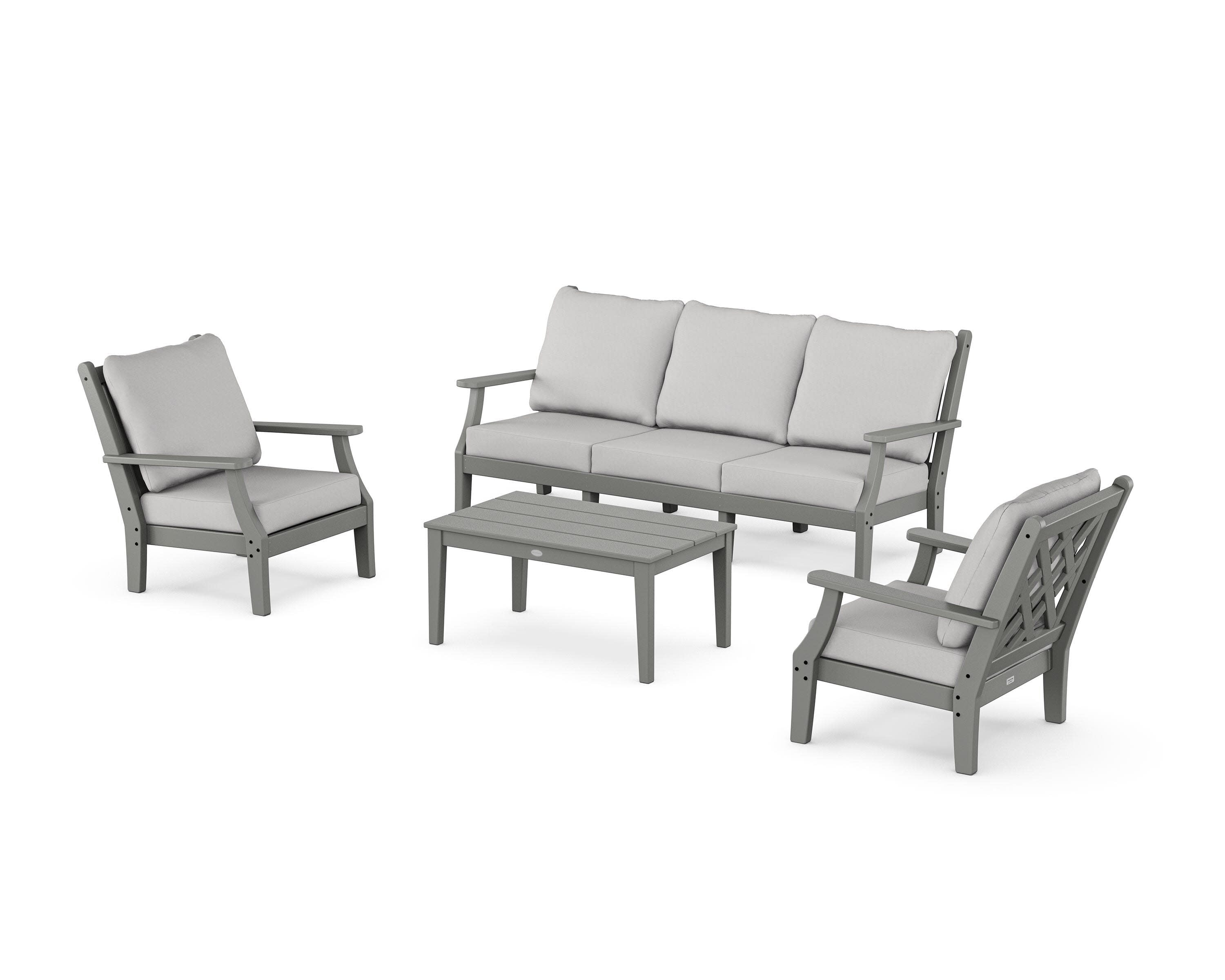 Wovendale 4-Piece Deep Seating Set with Sofa in Slate Grey / Diamond in the Rough
