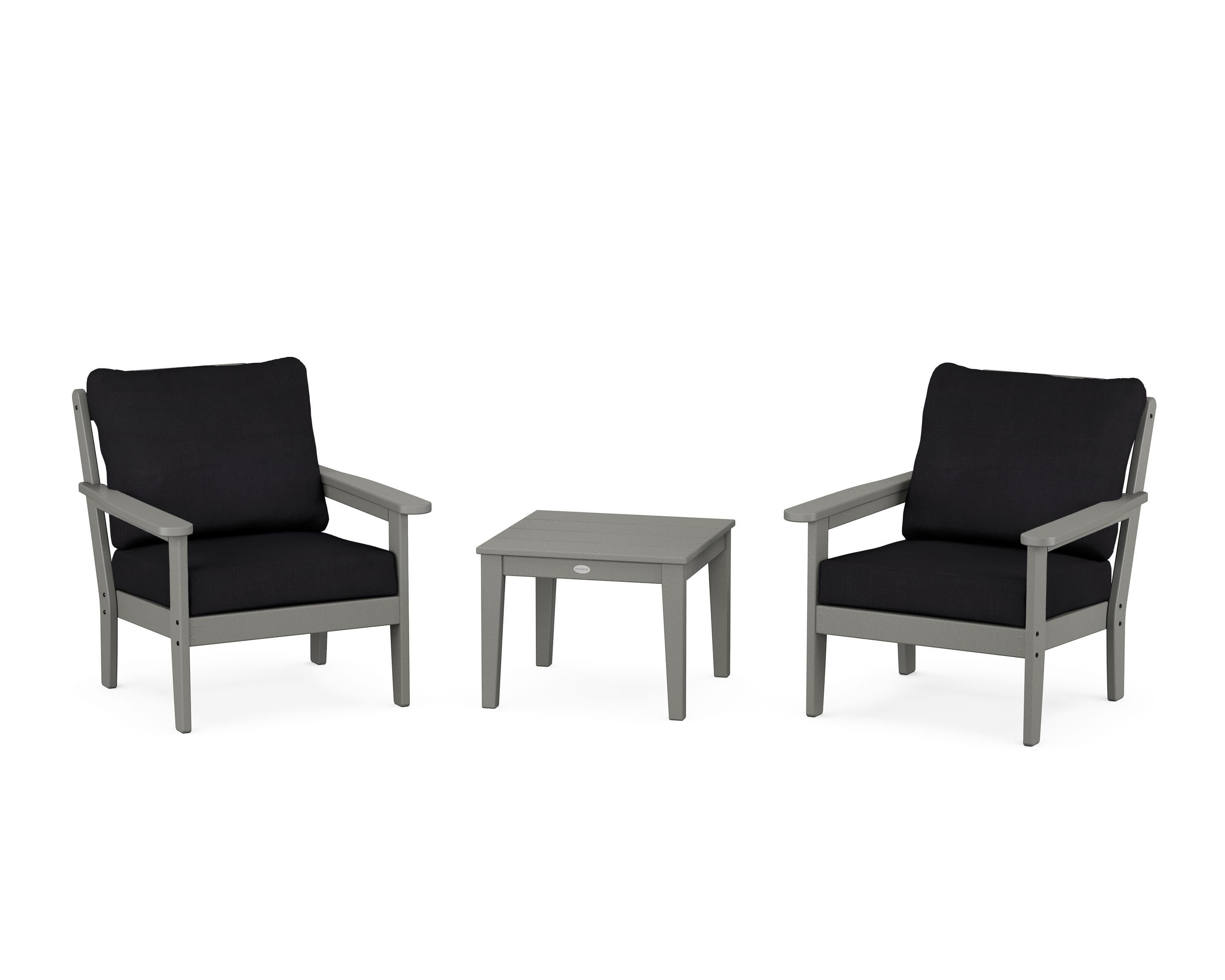 Cottage 3-Piece Deep Seating Set in Slate Grey / Midnight Linen