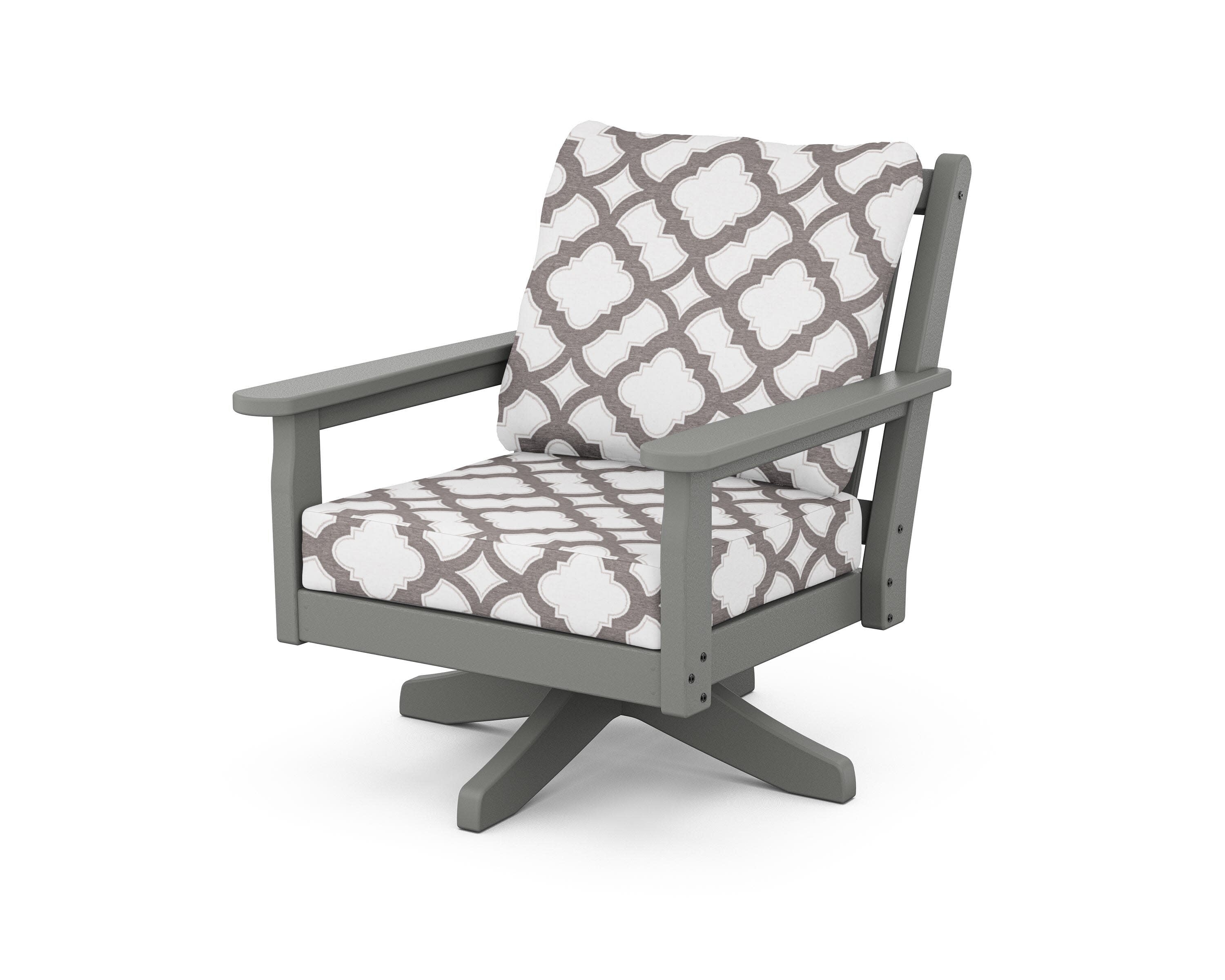 Chippendale Deep Seating Swivel Chair in Slate Grey / Trellis Grey Mist
