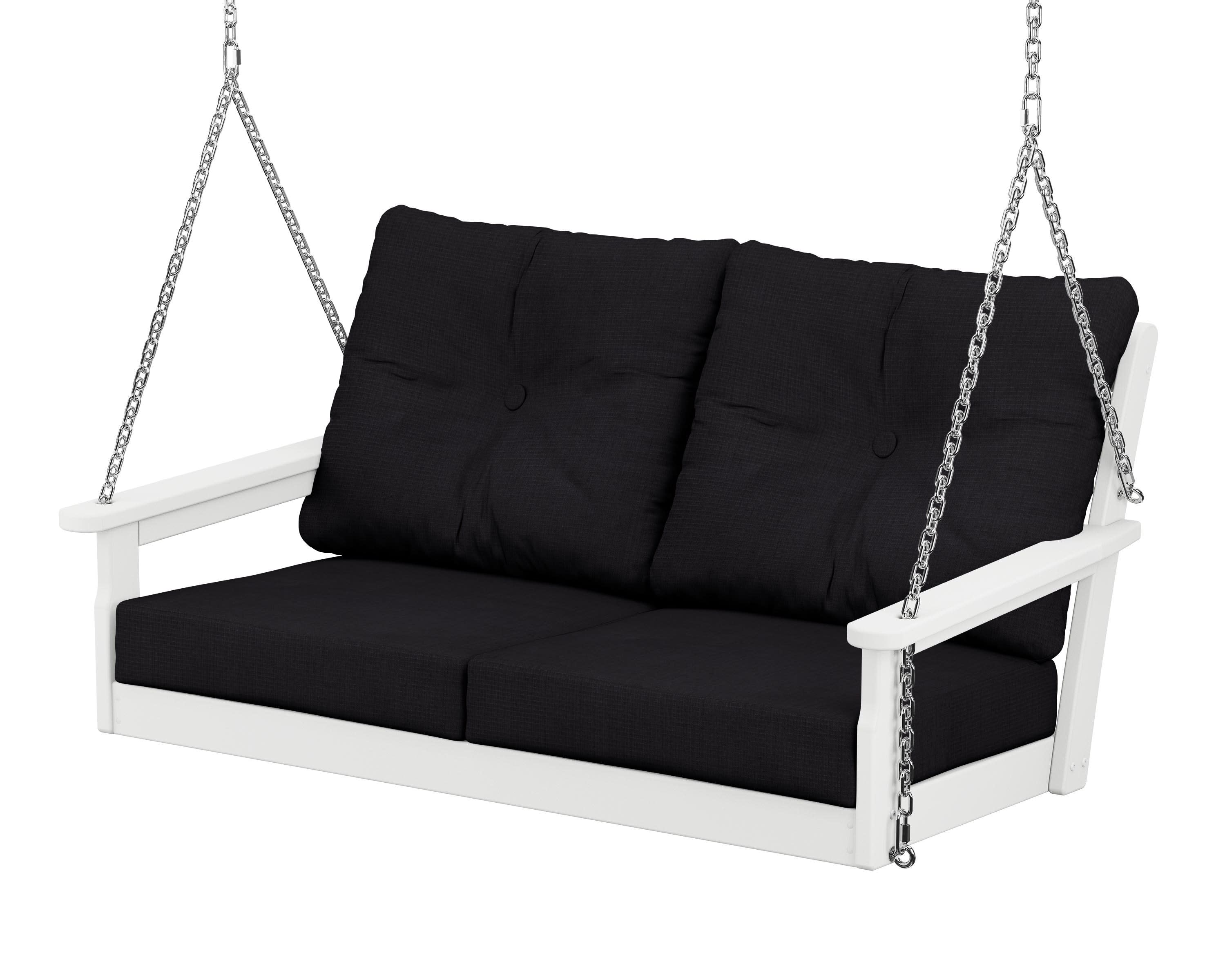 Vineyard Deep Seating Swing in White / Midnight Linen