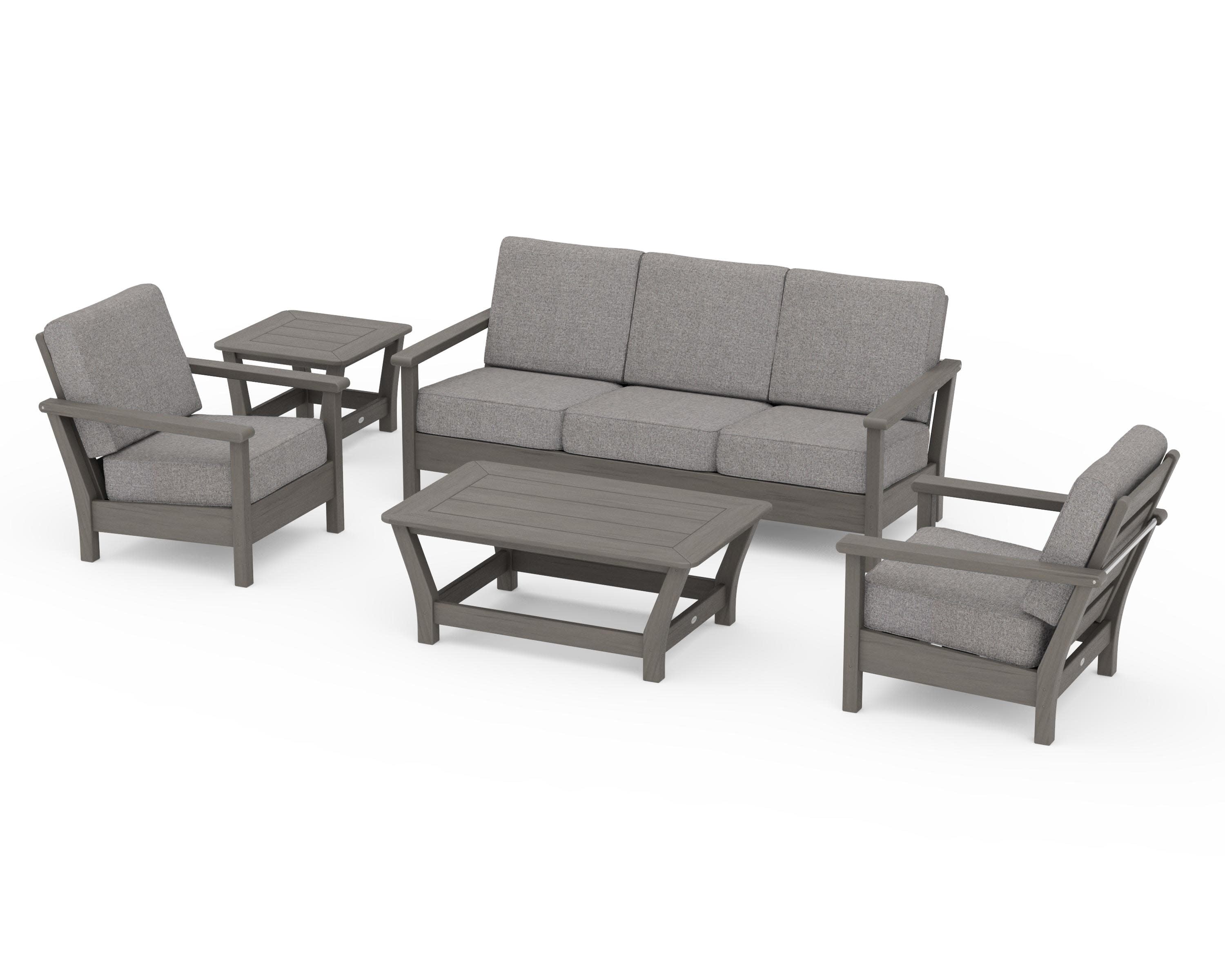 Harbour 5-Piece Deep Seating Set in Driftwood / Grey Mist