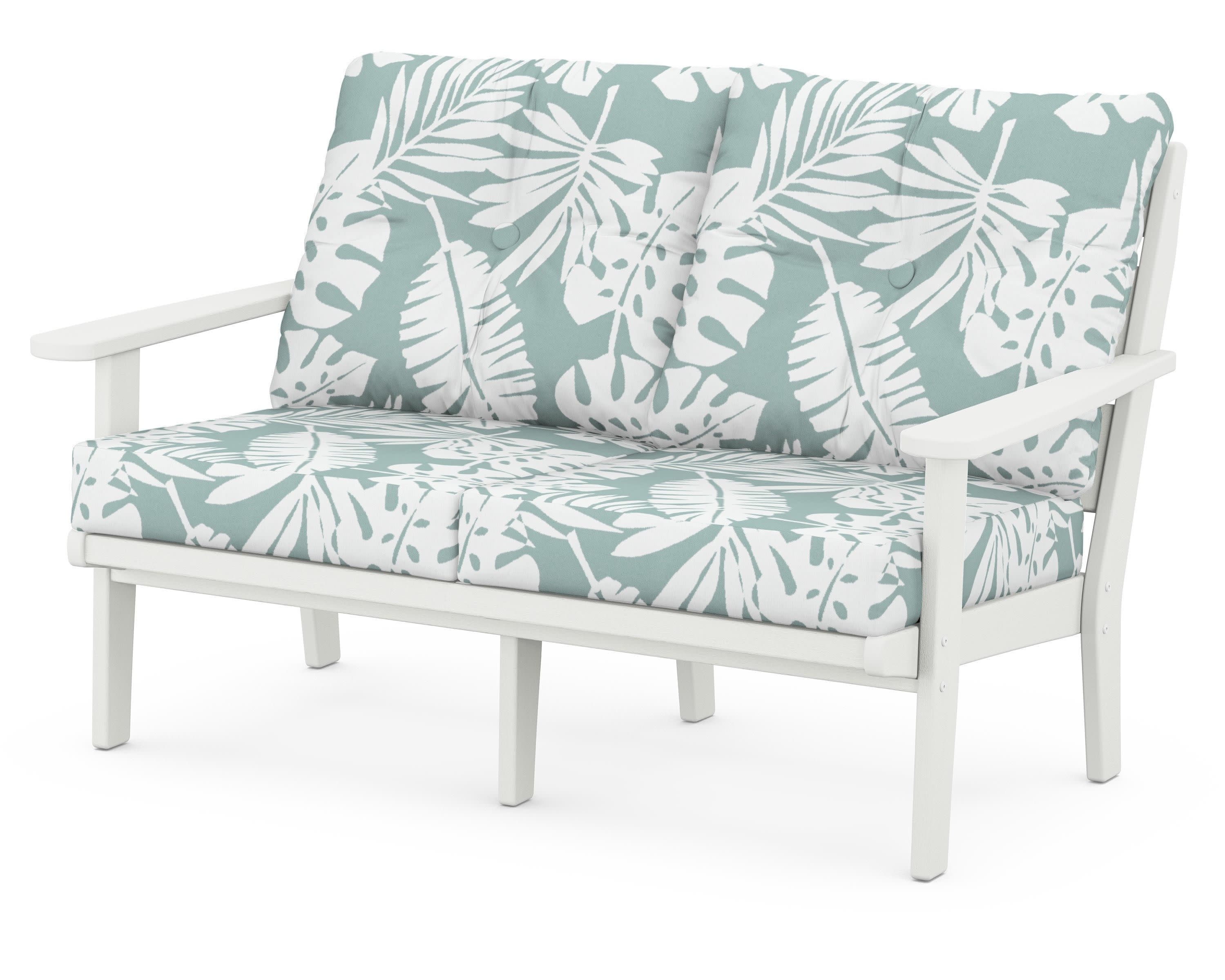 Lakeside Deep Seating Loveseat in Vintage White / Leaf Glacier Spa