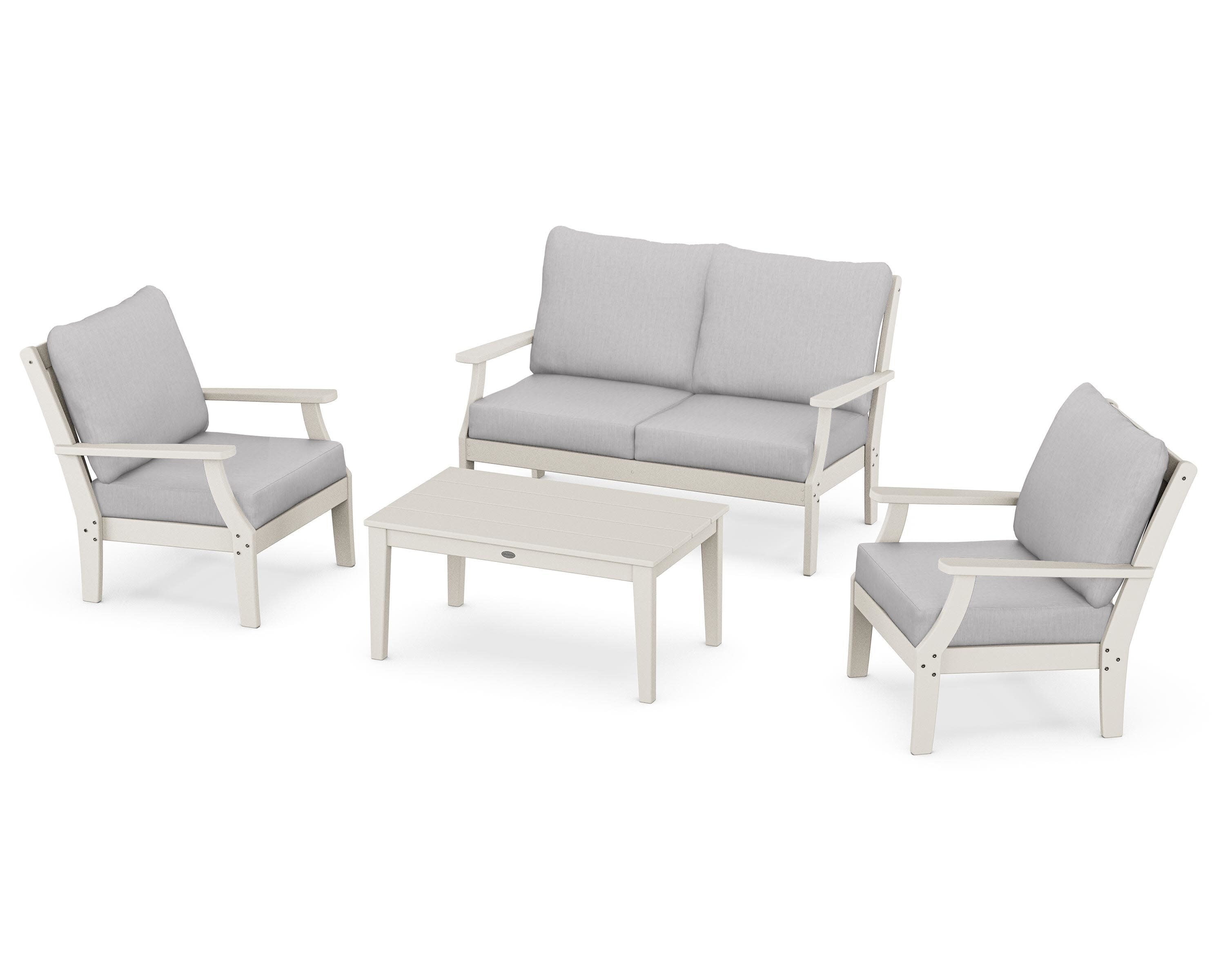 Braxton 4-Piece Deep Seating Chair Set in Sand / Granite