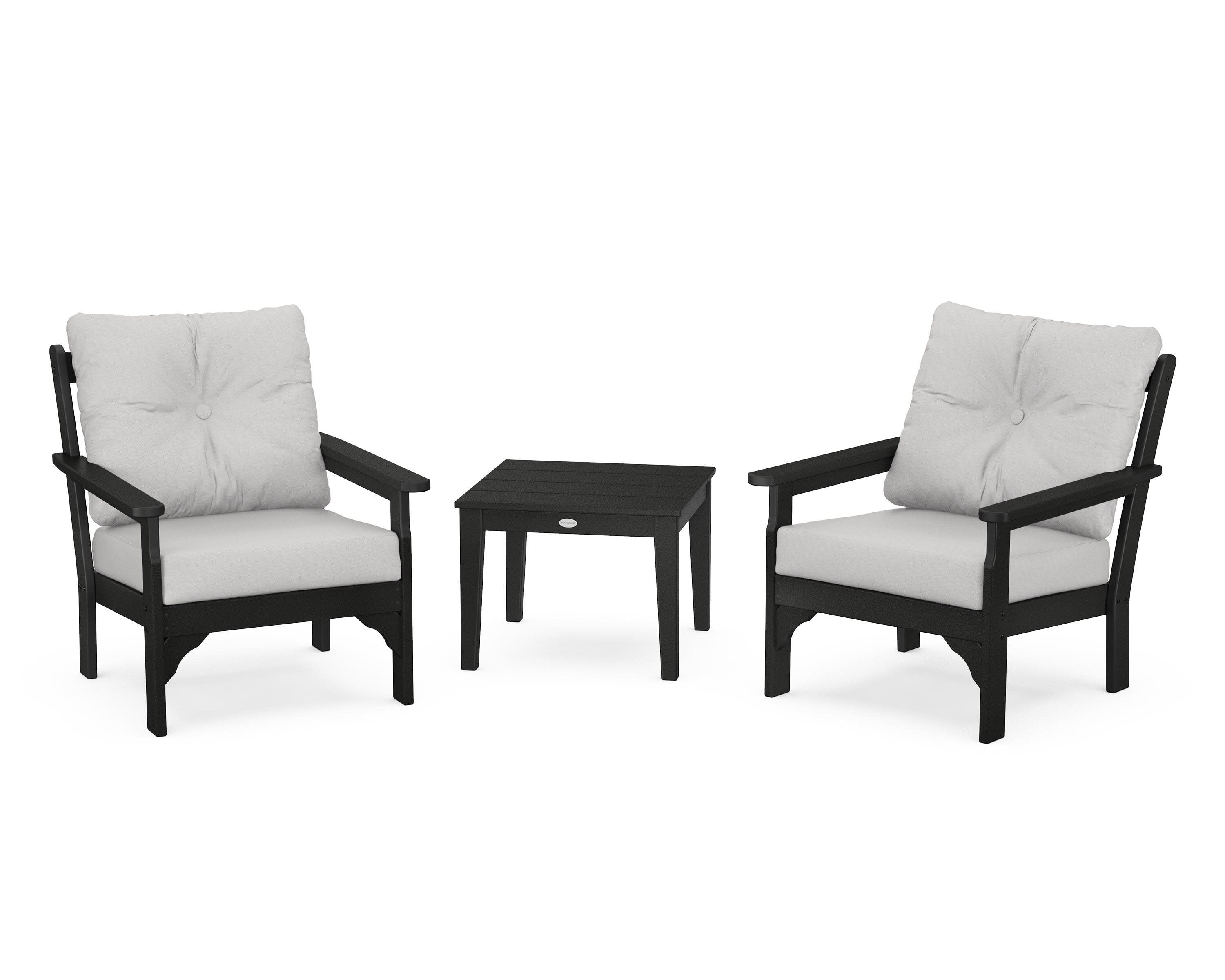 Vineyard 3-Piece Deep Seating Set in Black / Diamond in the Rough