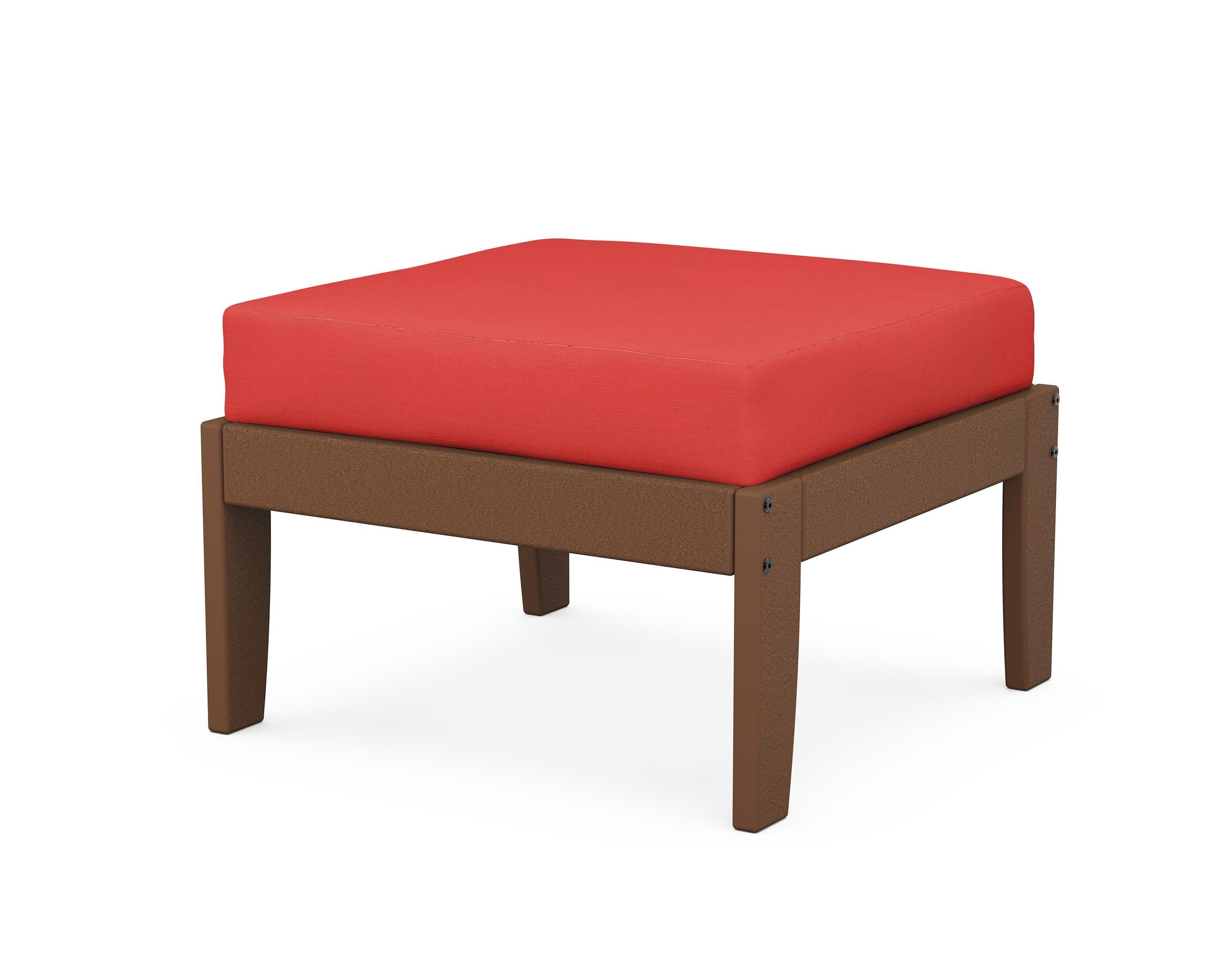 Modular Ottoman - Classic in Teak / Crimson Linen