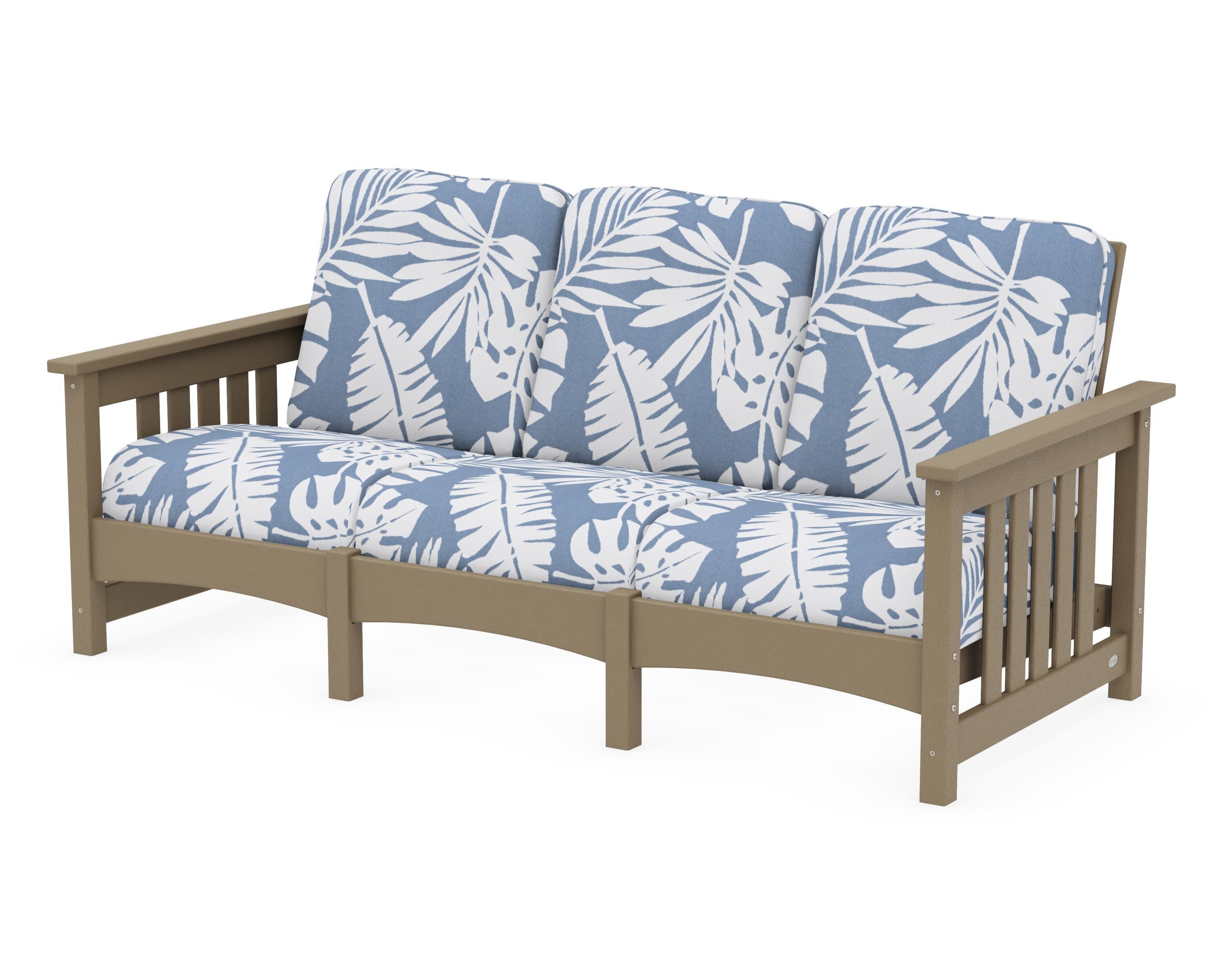 Club Mission Sofa in Vintage Sahara / Leaf Sky Blue