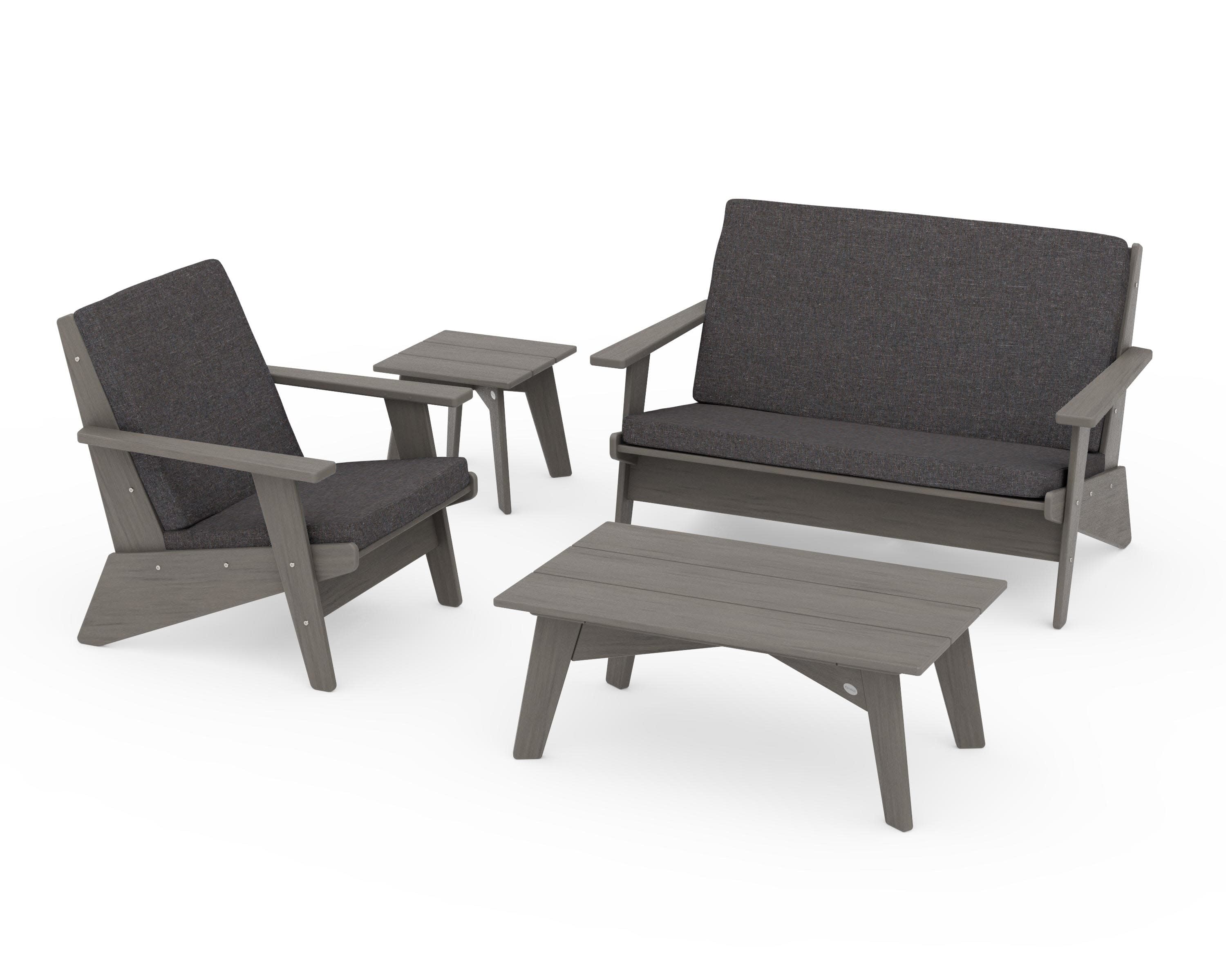 Riviera Modern Lounge 4-Piece Set in Driftwood / Ash Charcoal