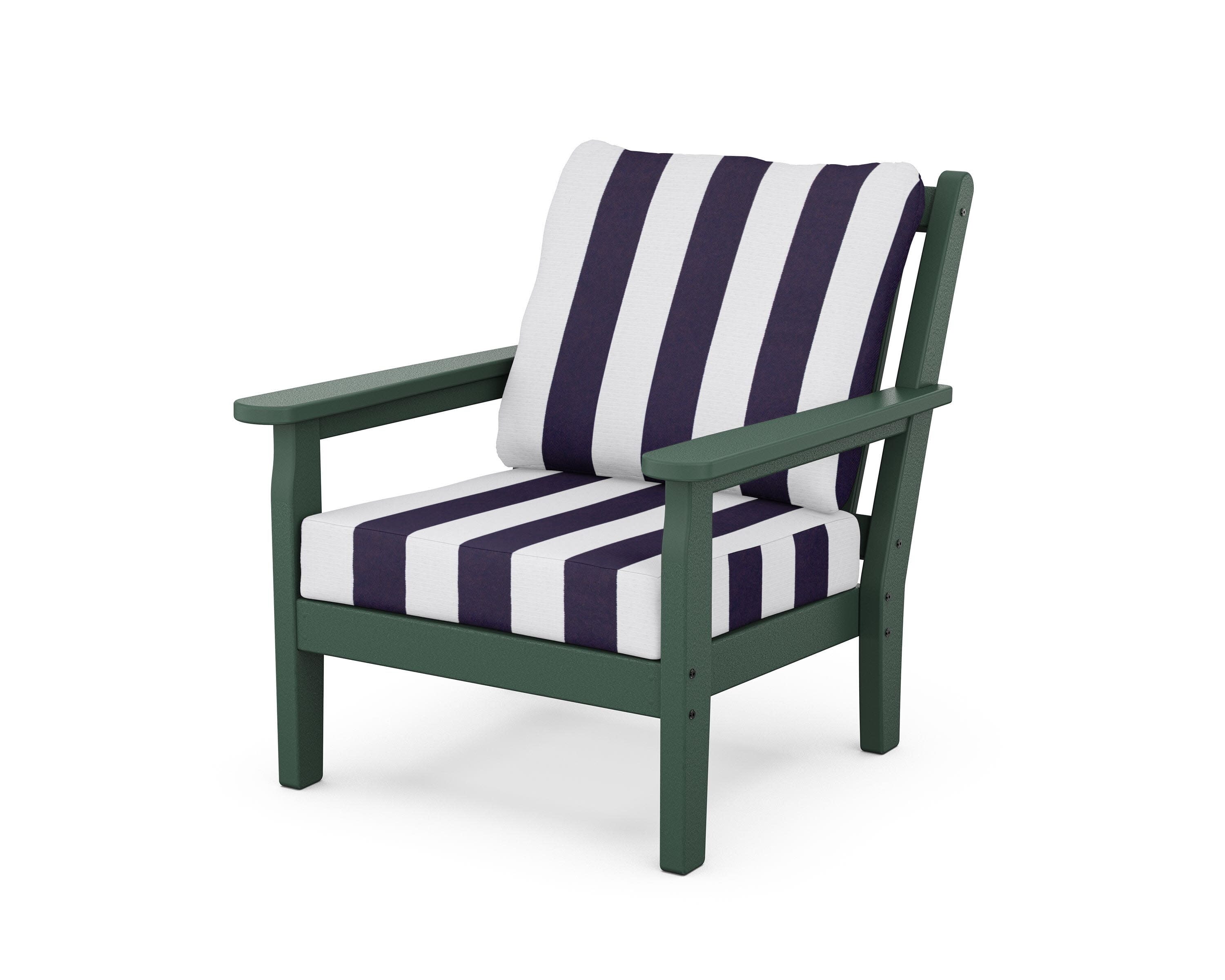 Chippendale Deep Seating Chair in Green / Cabana Stripe Navy