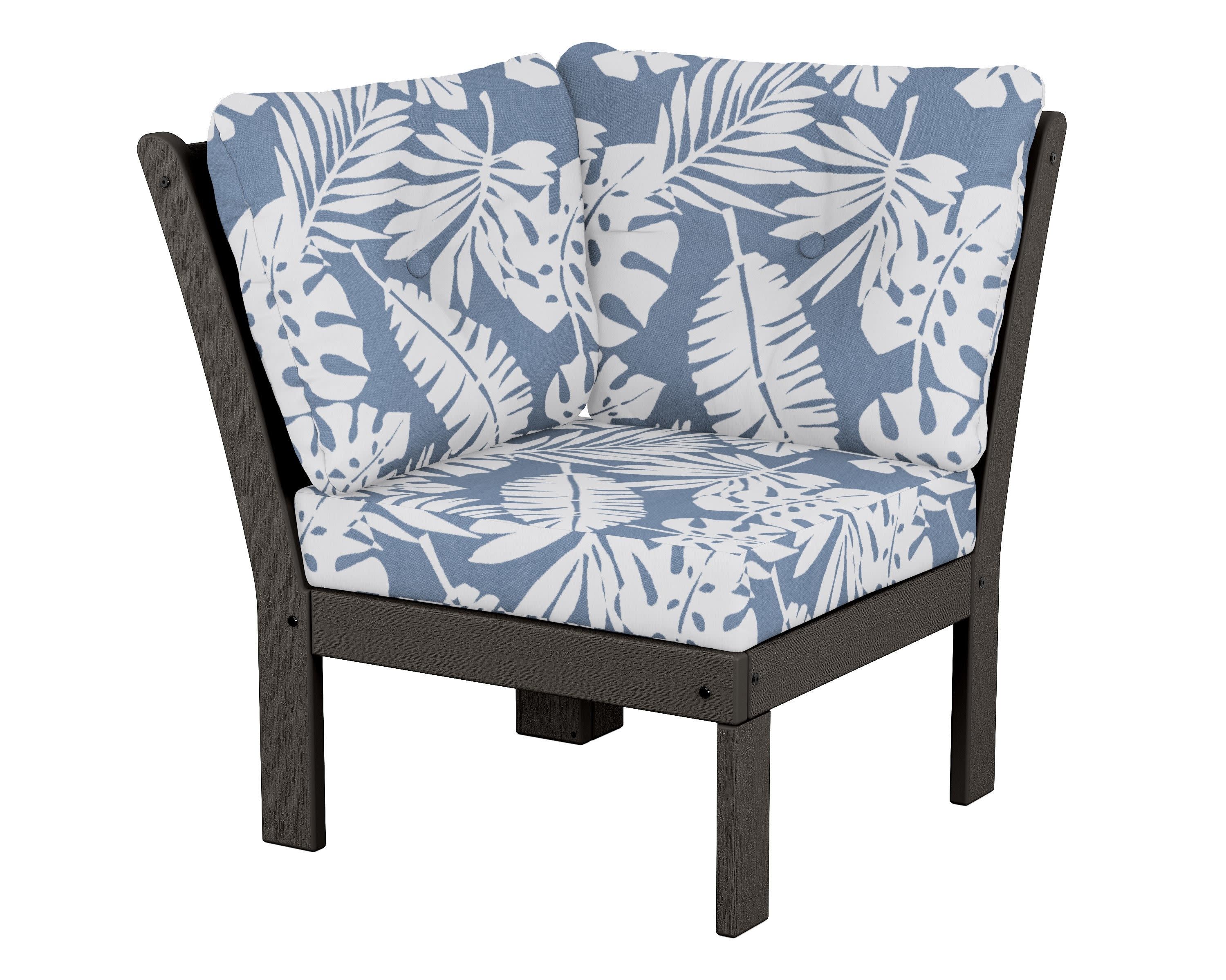 Vineyard Modular Corner Chair in Vintage Coffee / Leaf Sky Blue
