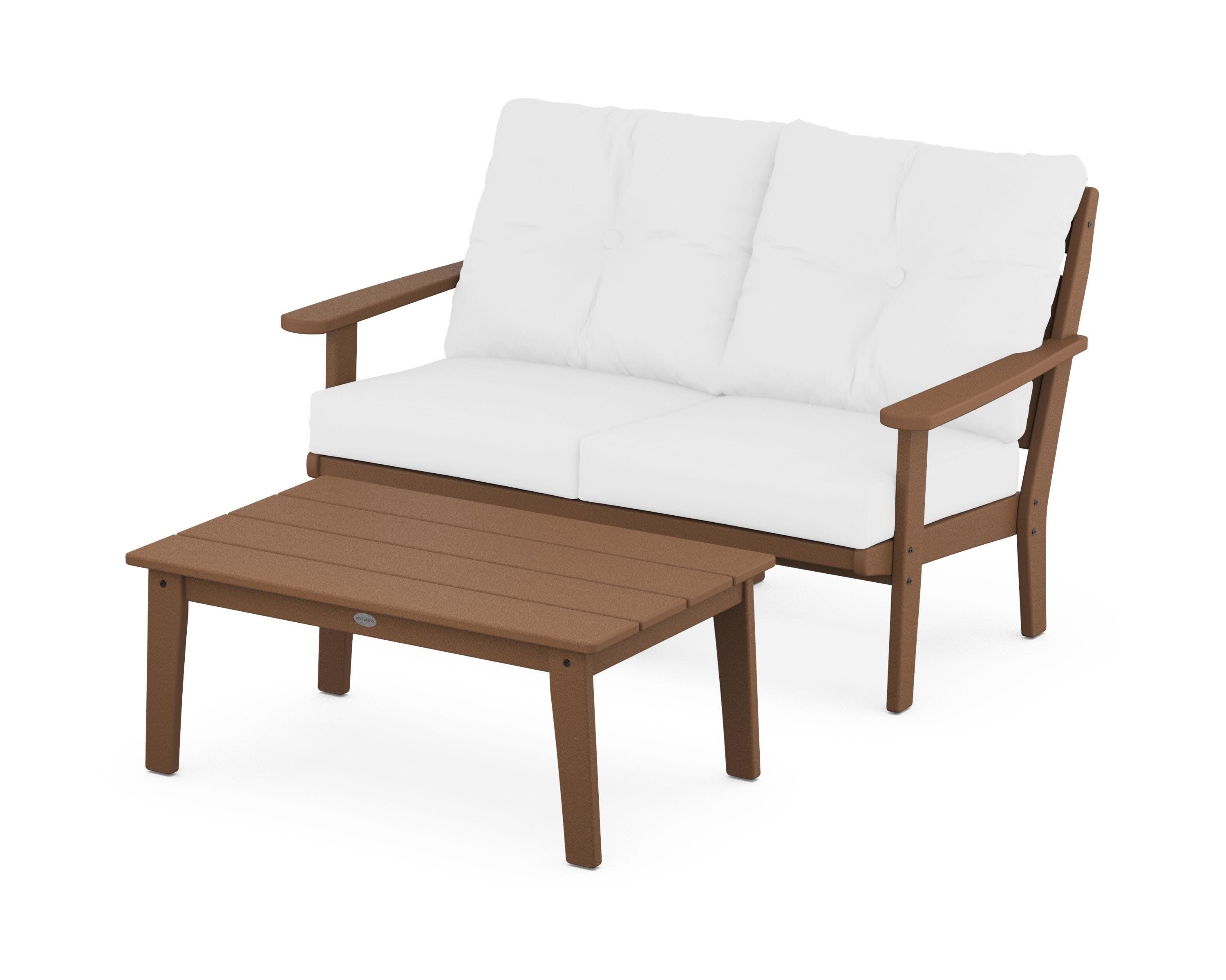 Lakeside 2-Piece Lounge Loveseat Set in Teak / Natural