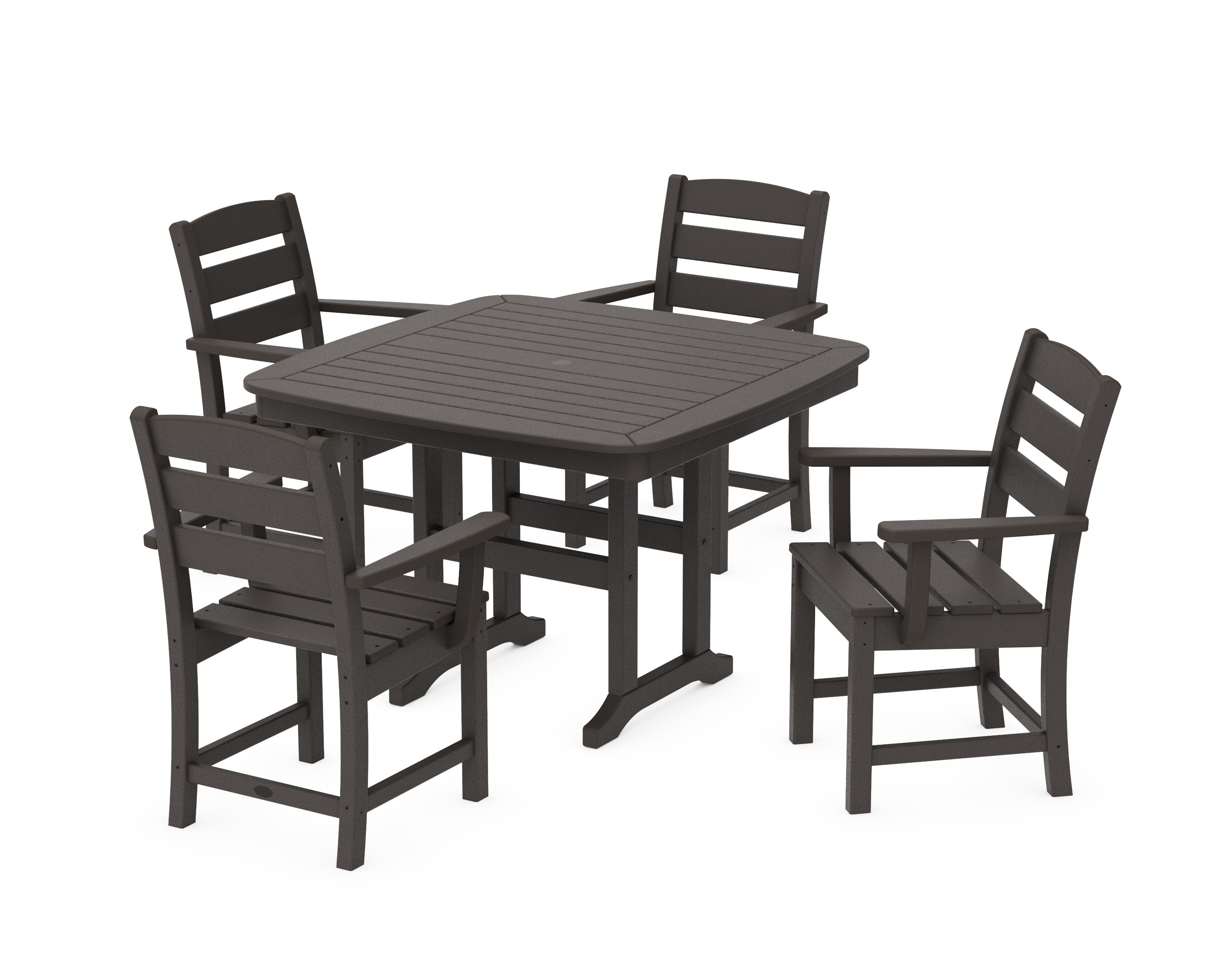 Lakeside 5-Piece Dining Set with Trestle Legs in Vintage Coffee