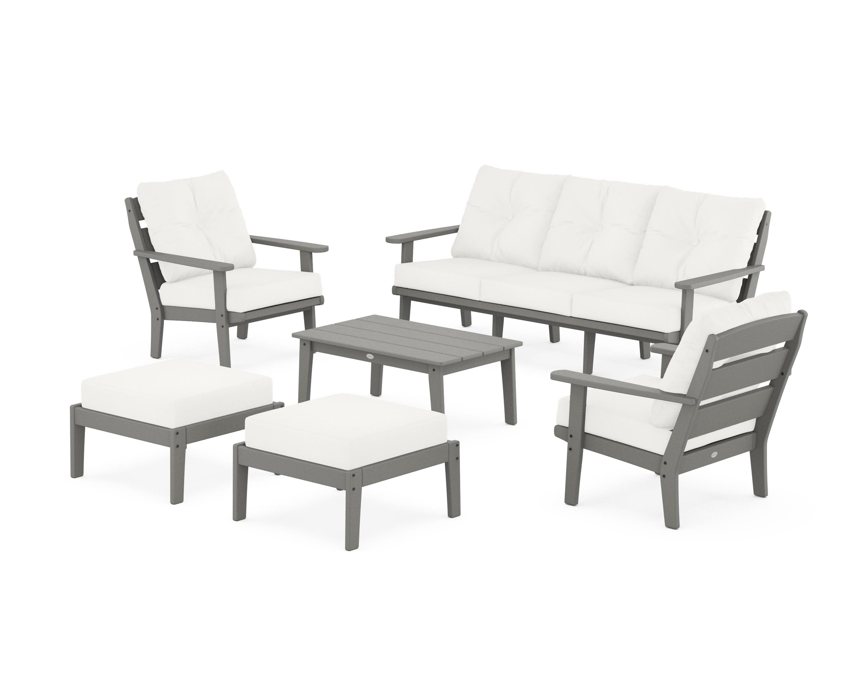 Lakeside 6-Piece Lounge Sofa Set in Slate Grey / Natural Linen