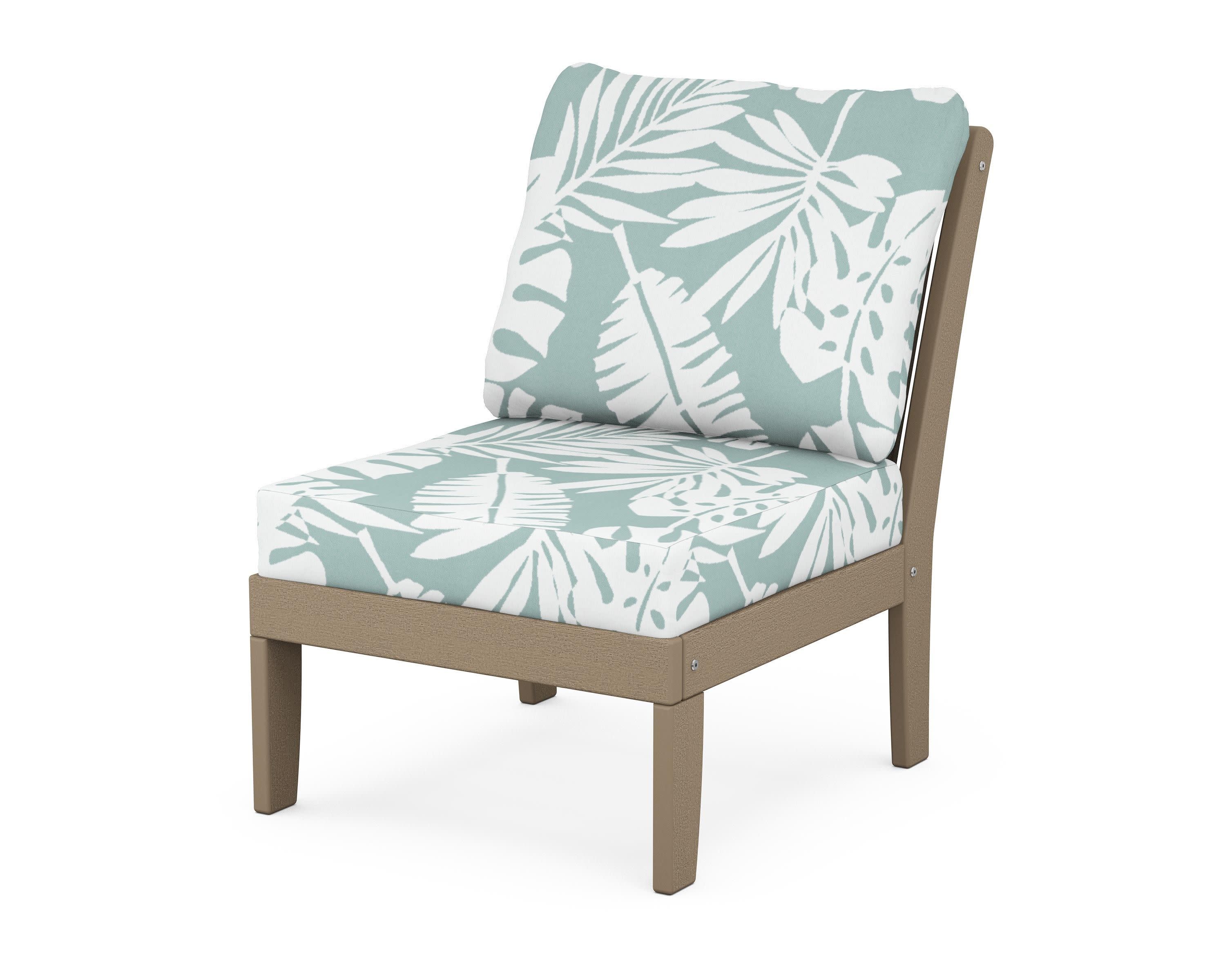 Braxton Modular Armless Chair in Vintage Sahara / Leaf Glacier Spa
