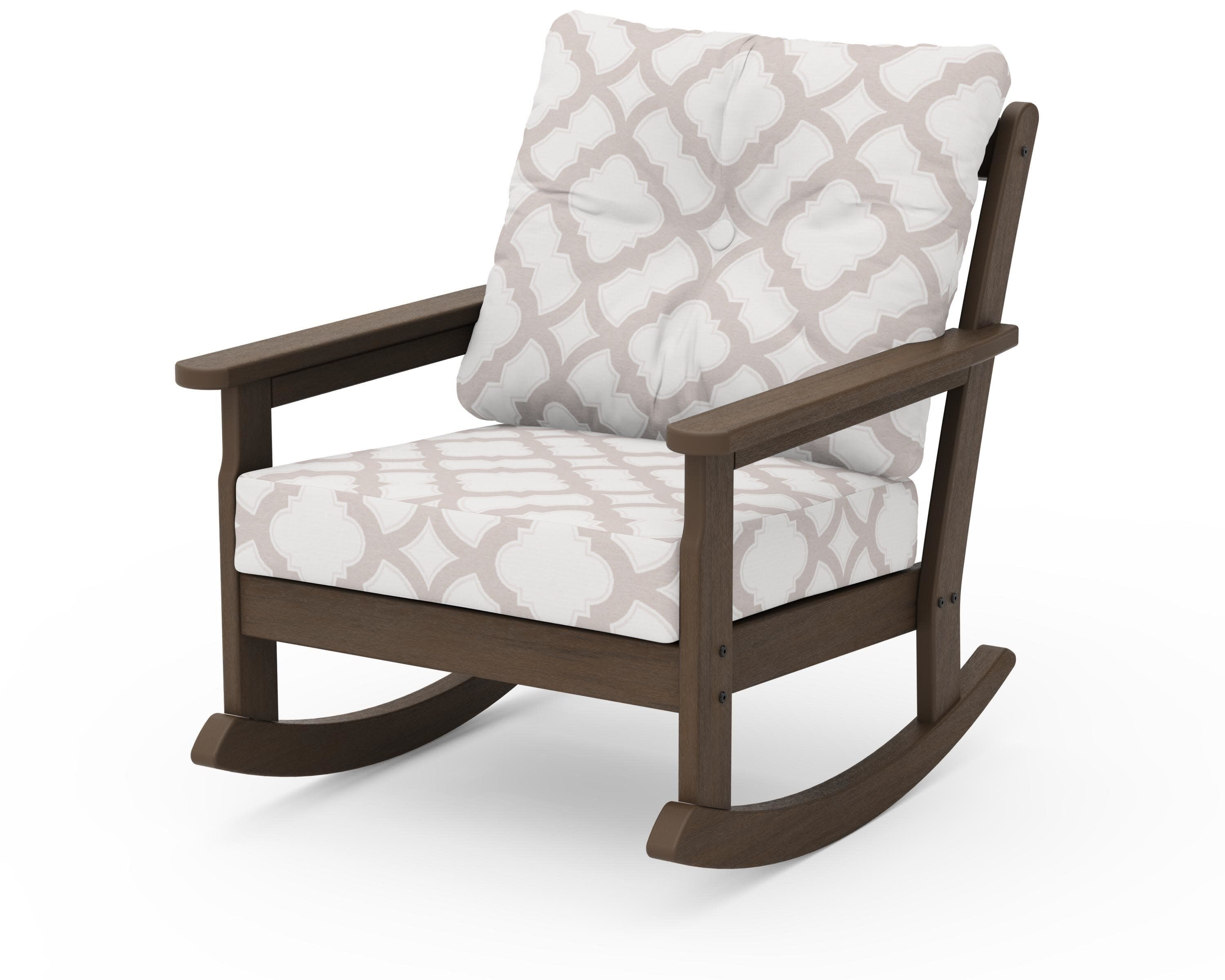 Vineyard Deep Seating Rocking Chair in Kona / Trellis Dune Burlap