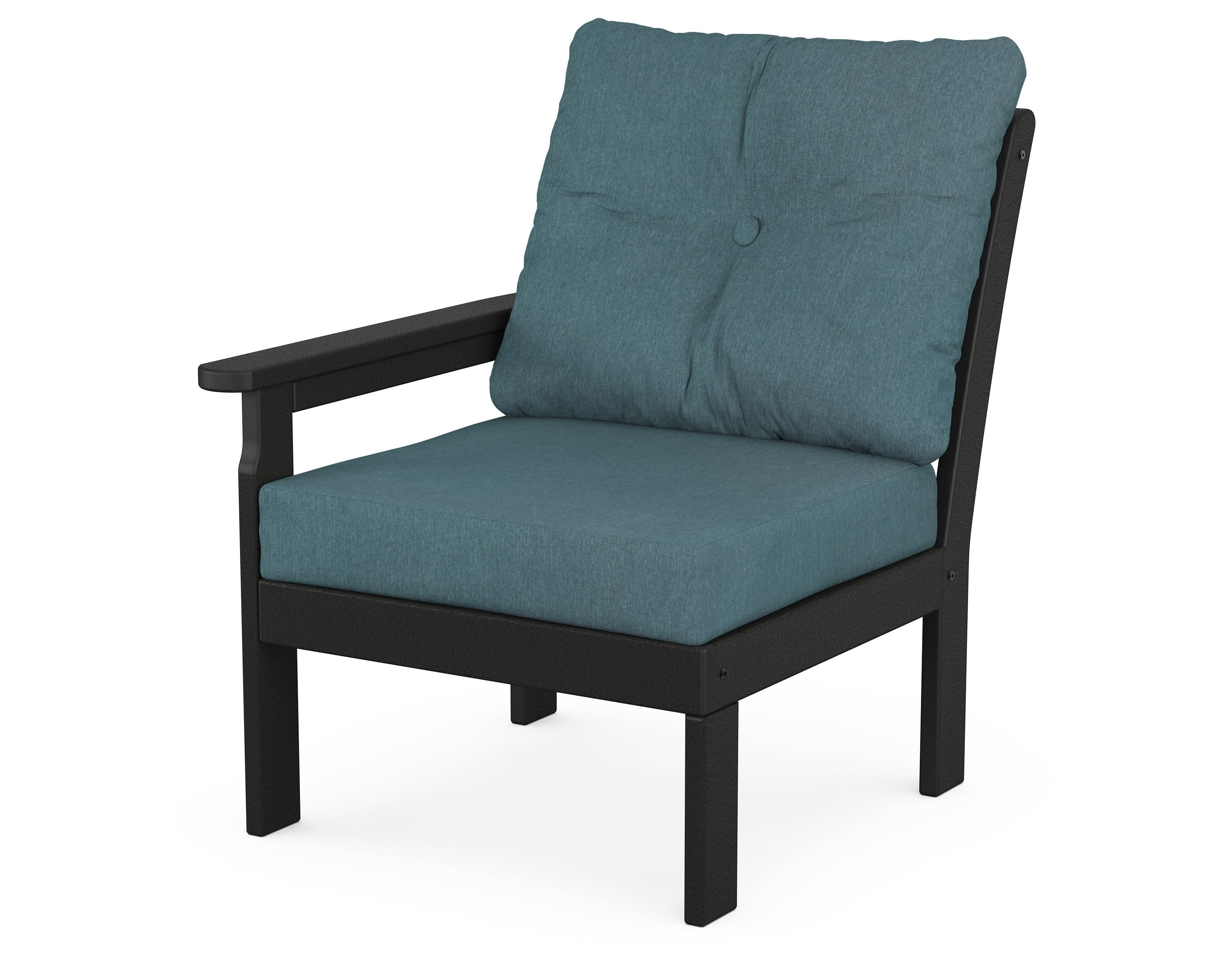 Vineyard Modular Left Arm Chair in Black / Ocean Teal
