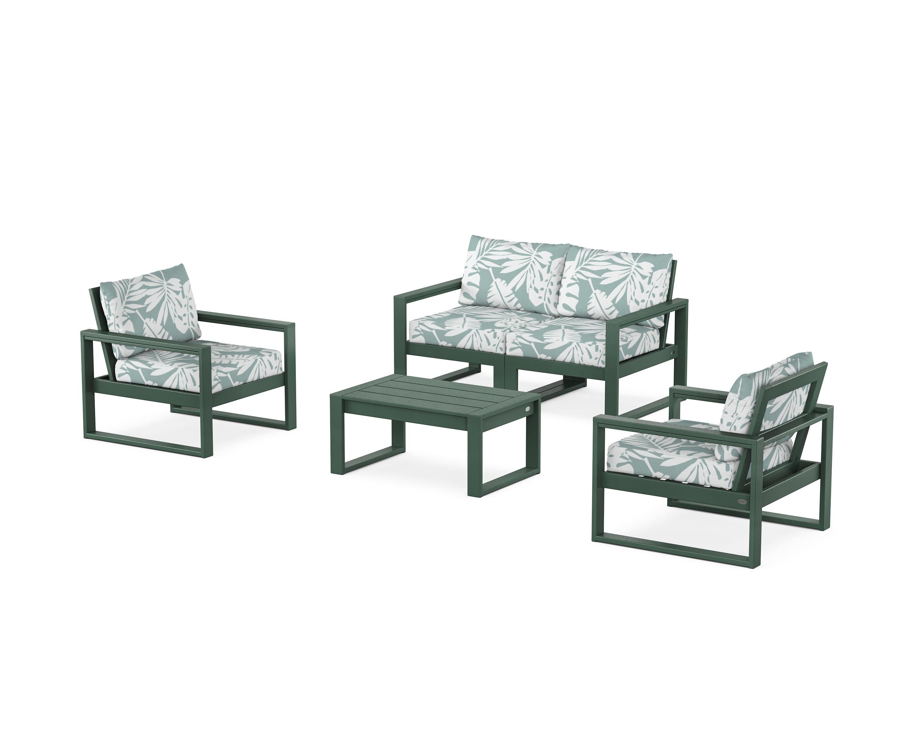 EDGE Sectional 4-Piece Deep Seating Set with Loveseat in Green / Leaf Glacier Spa
