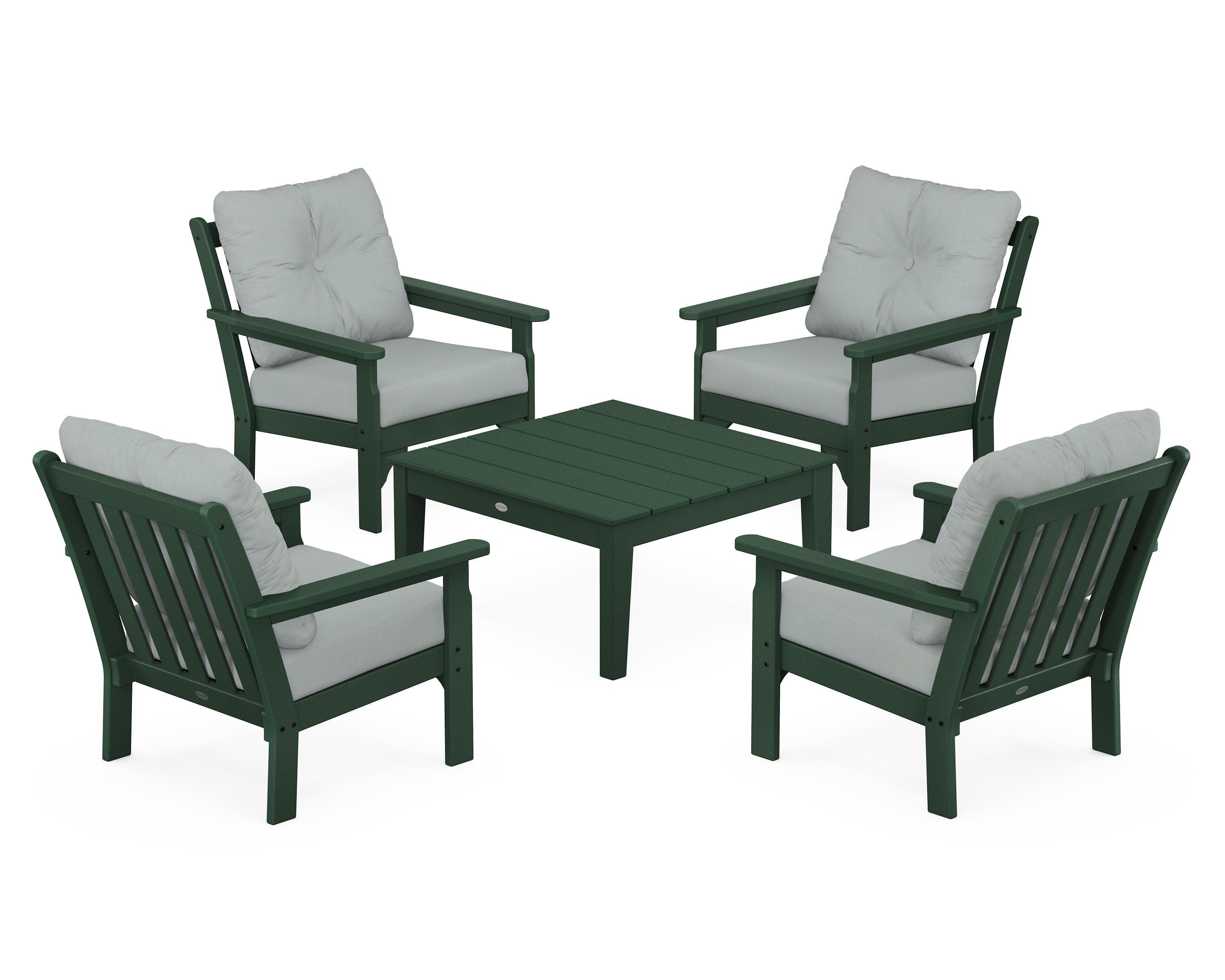 Vineyard 5-Piece Deep Seating Conversation Set in Green / Spa