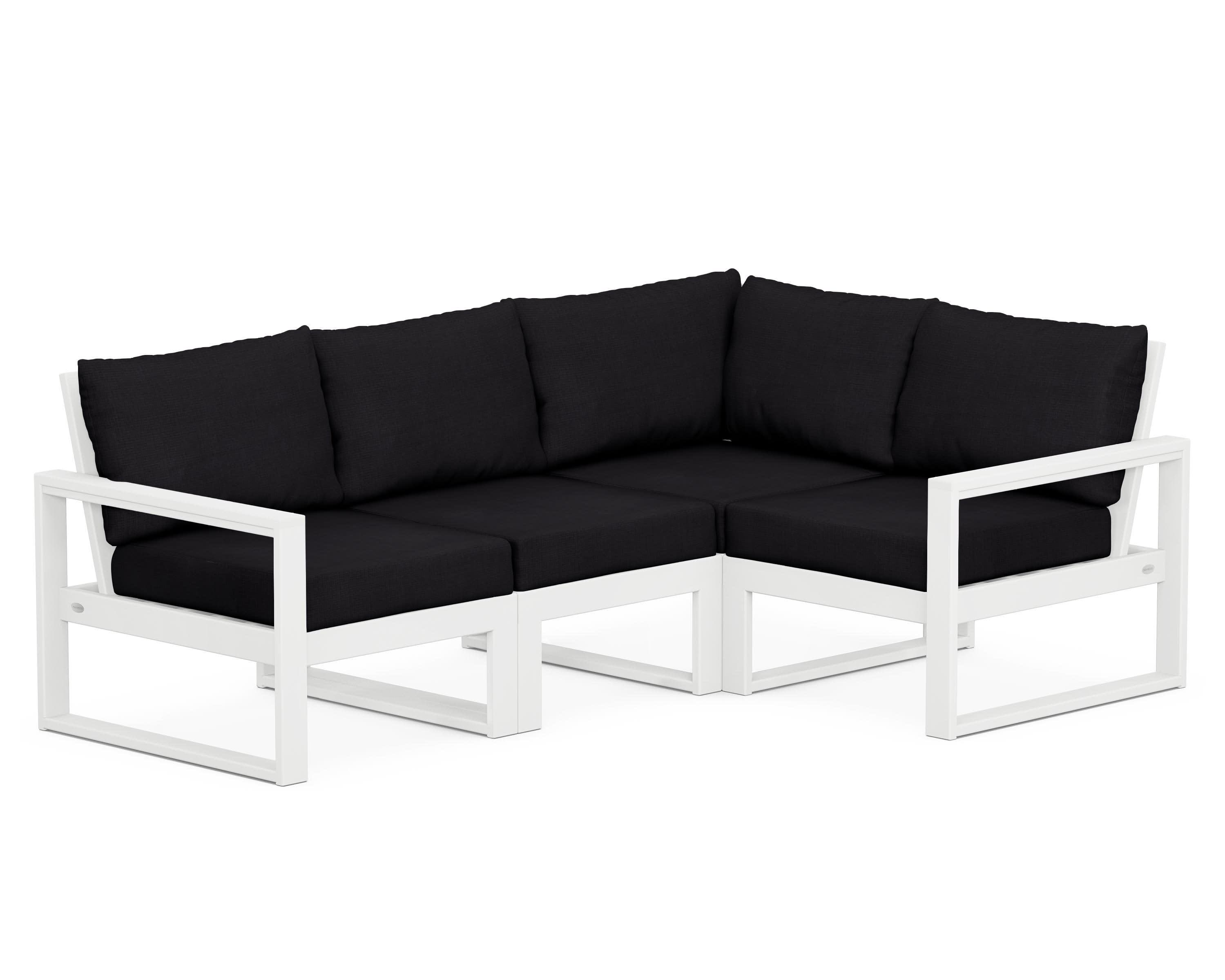 EDGE 4-Piece Modular Deep Seating Set in White / Midnight Linen
