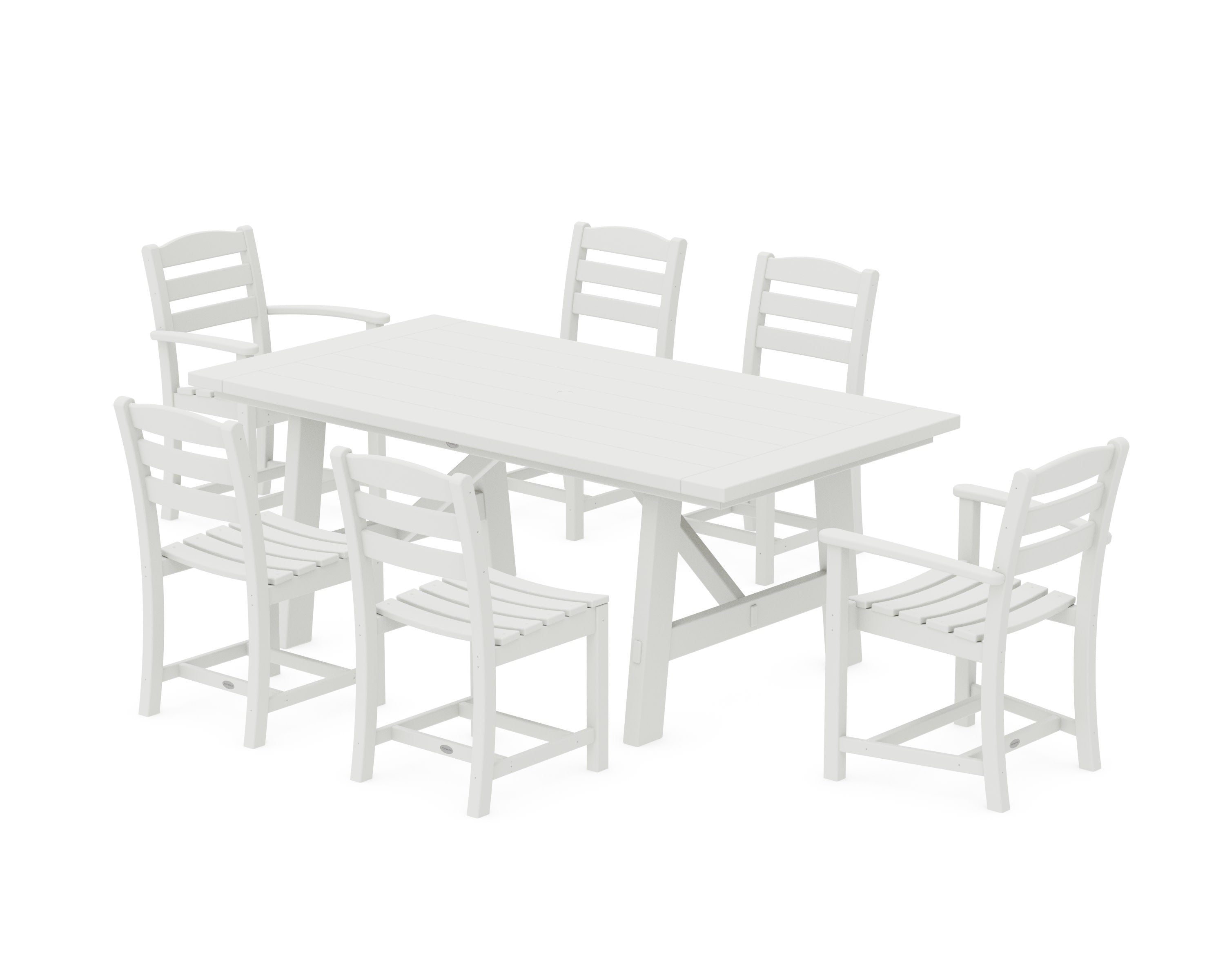 La Casa Caf 7-Piece Rustic Farmhouse Dining Set in Vintage White