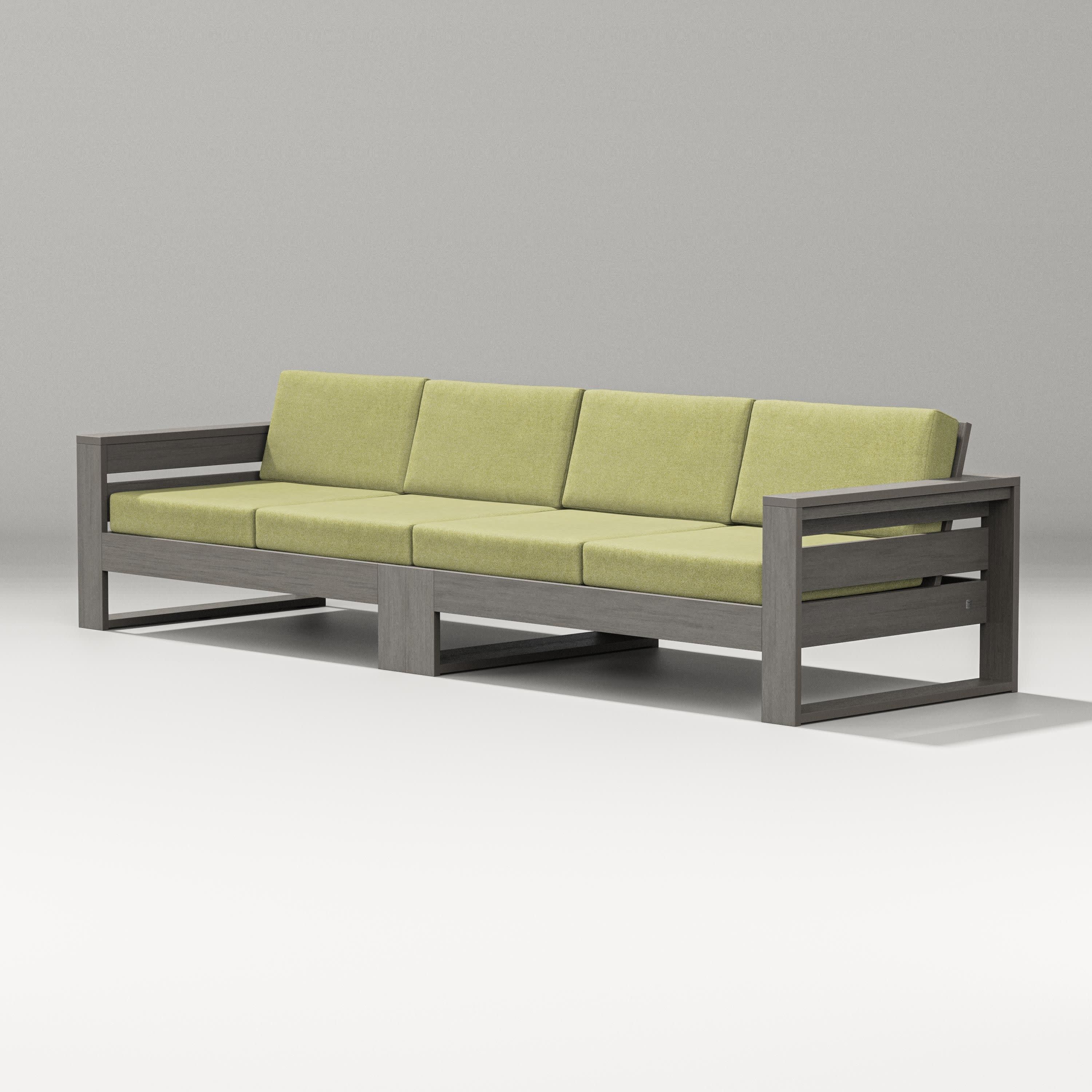 Latitude Straight Sectional in Driftwood / Chartreuse Boucle