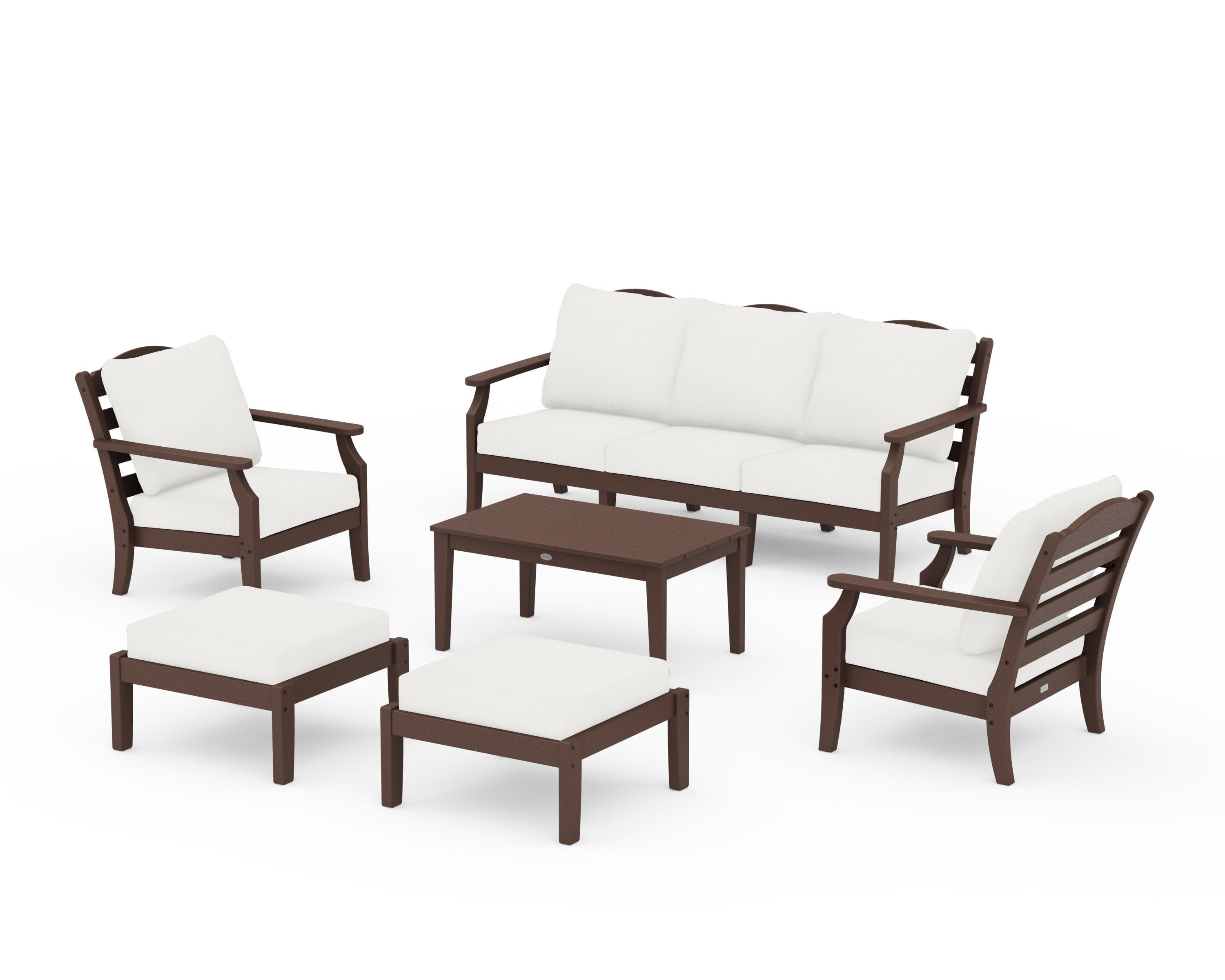Savannah 6-Piece Lounge Sofa Set in Mahogany / Natural Linen