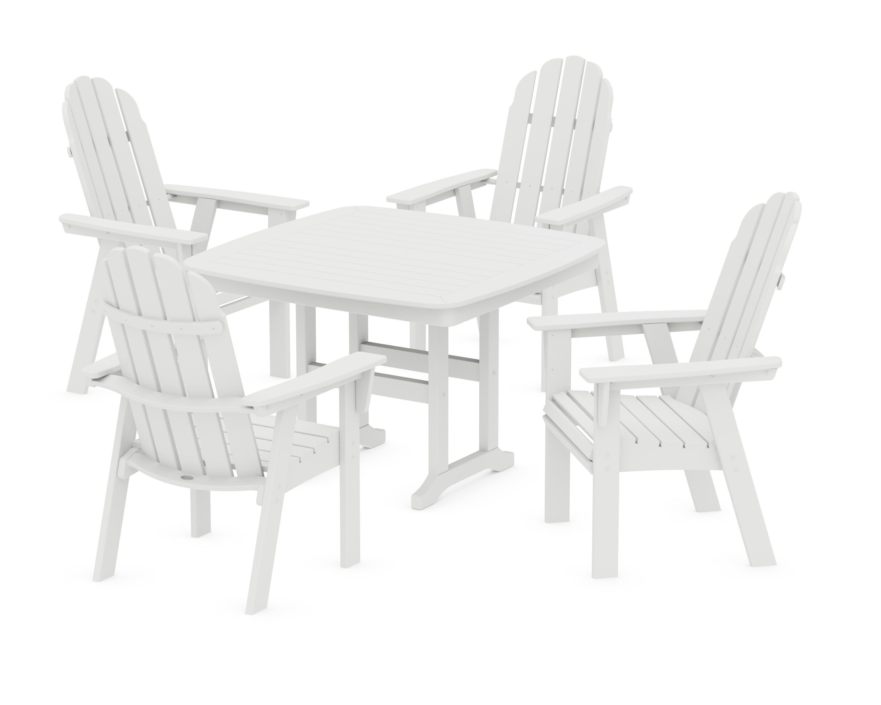 Vineyard Curveback Adirondack 5-Piece Dining Set in White