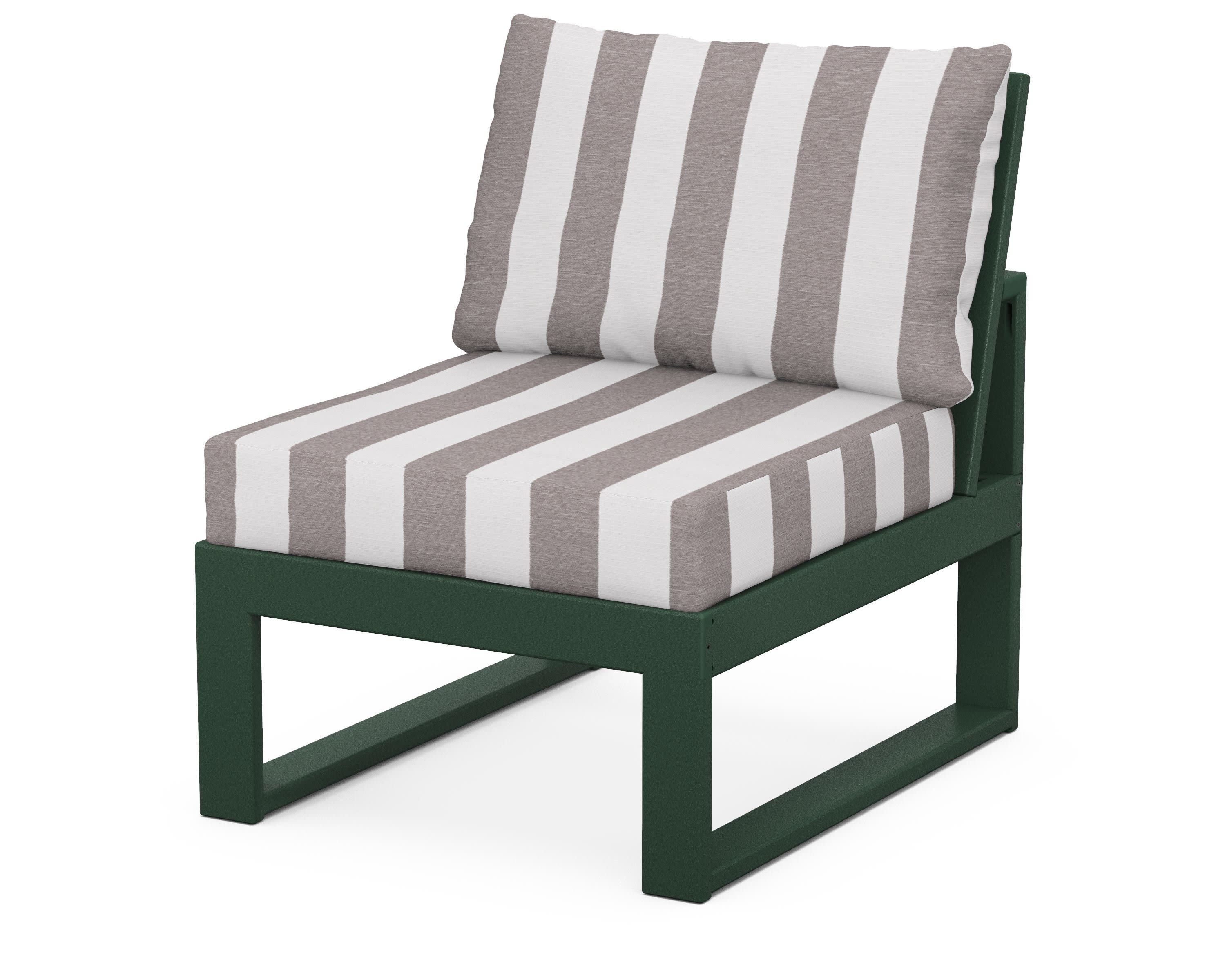 Modular Armless Chair in Green / Cabana Stripe Grey Mist