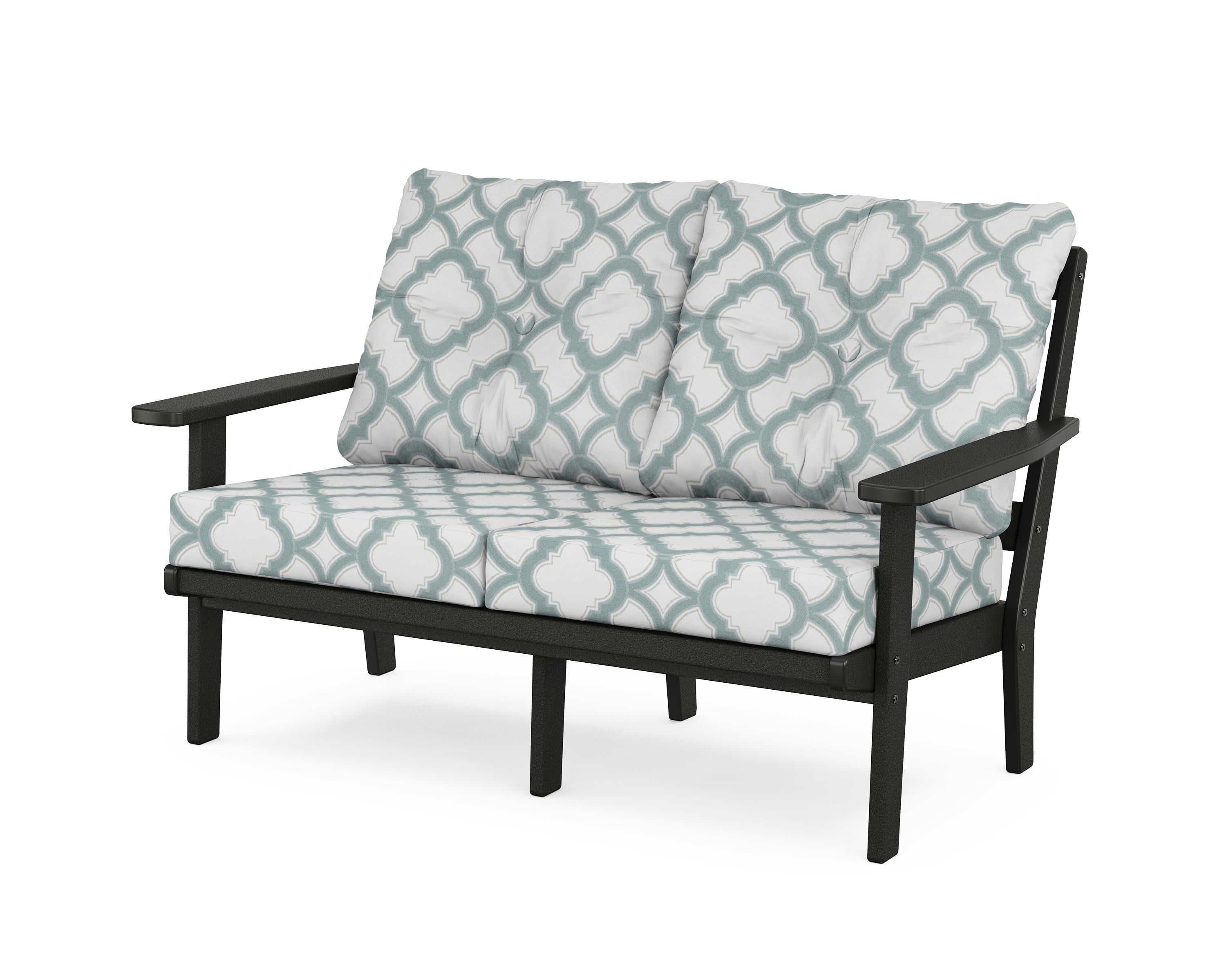 Oxford Deep SeatingLoveseat in Black / Trellis Glacier Spa
