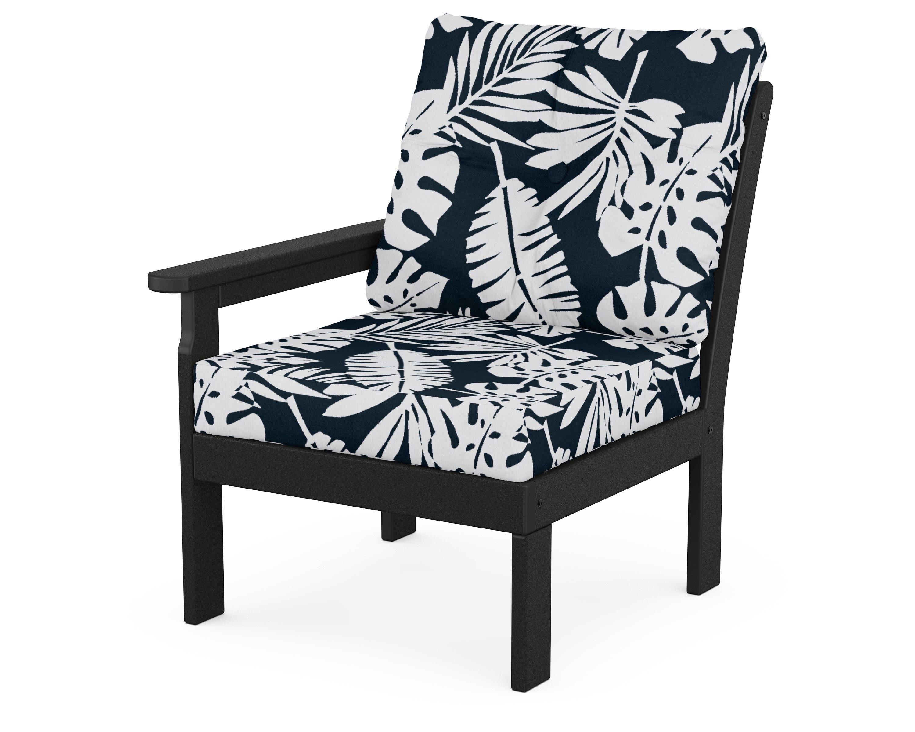 Vineyard Modular Left Arm Chair in Black / Leaf Marine Indigo